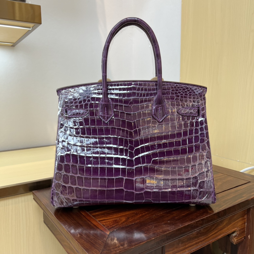 Bagsaaa H**me5 Birkin 30 Purple Birkin Crocodile 
