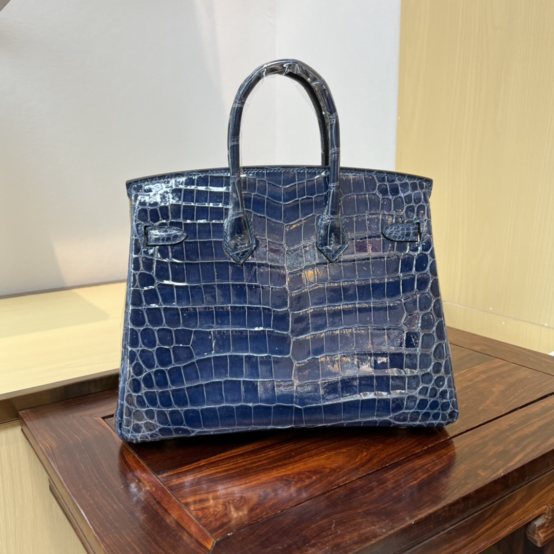 Bagsaaa H**me5 Birkin 30 Blue Birkin Crocodile