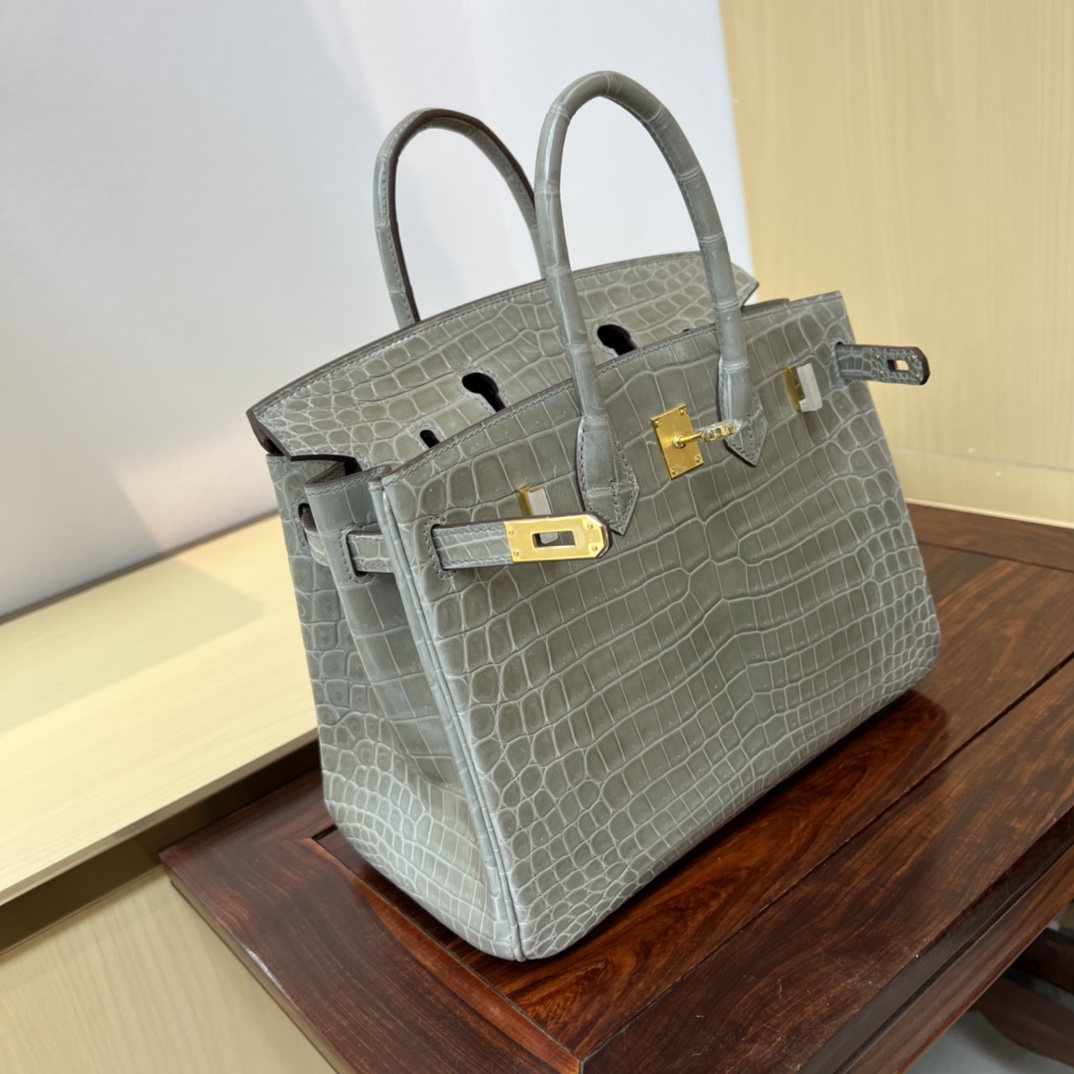 Bagsaaa H**me5 Birkin 25 Grey Birkin Crocodile