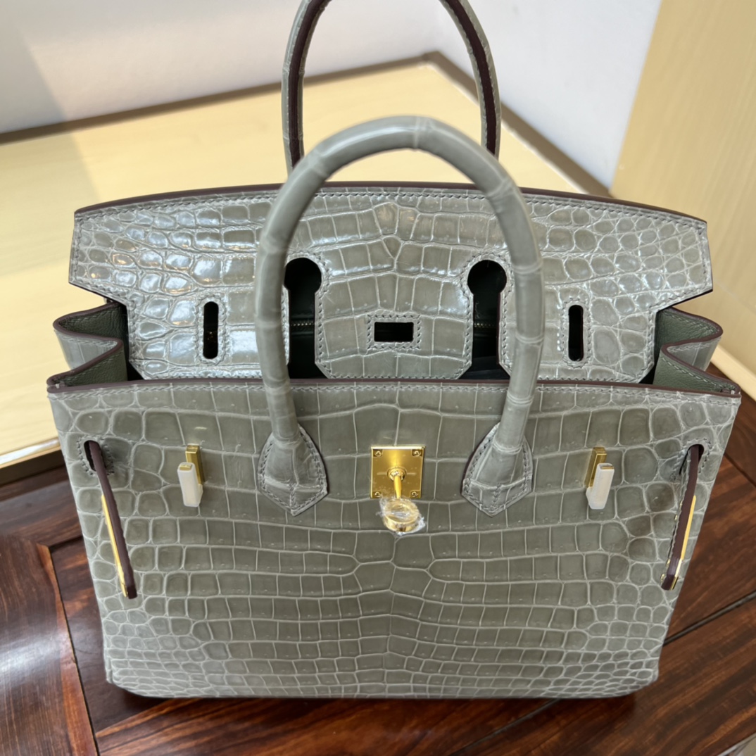 Bagsaaa H**me5 Birkin 25 Grey Birkin Crocodile