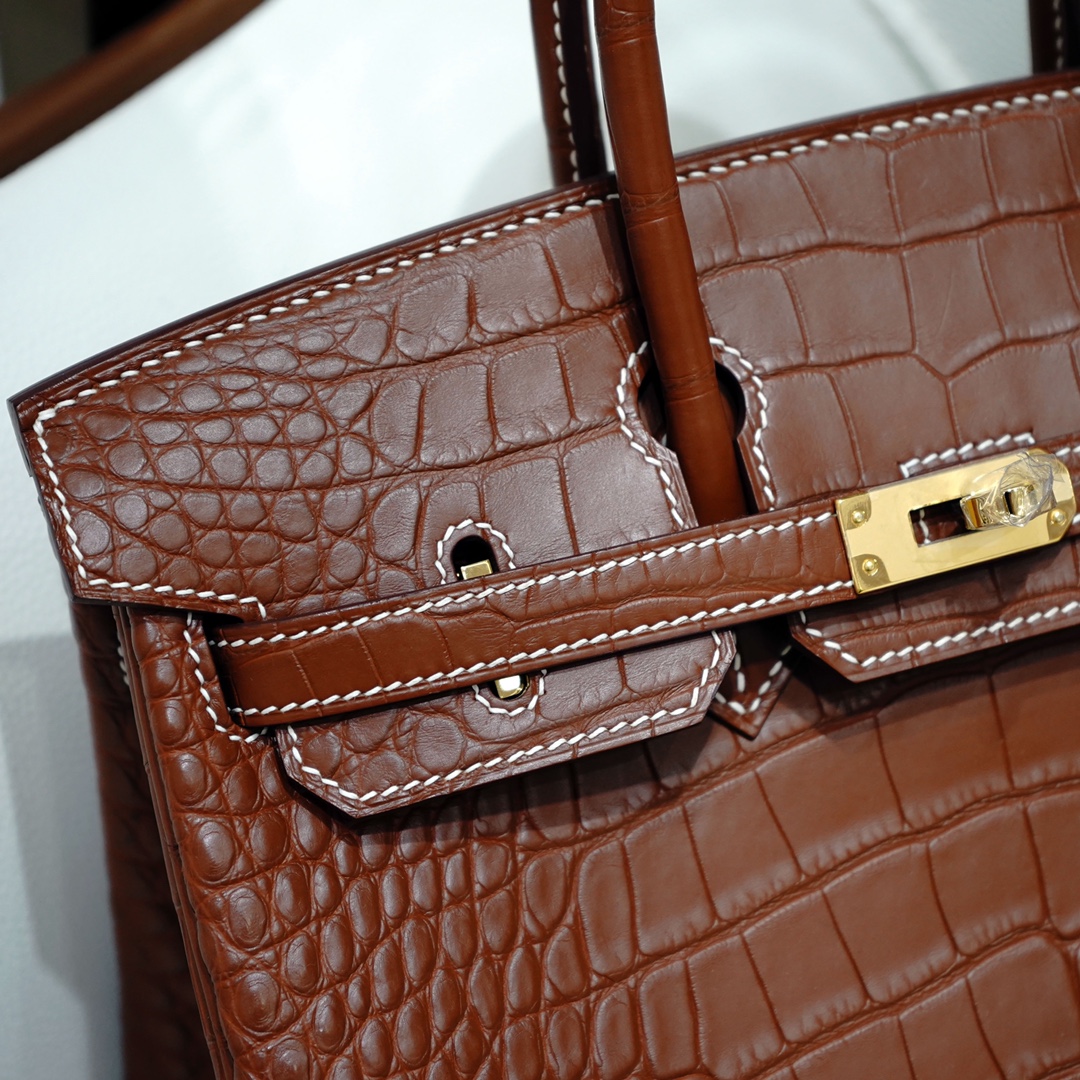 Bagsaaa H**me5 Birkin 30 Matte Brown Crocodile