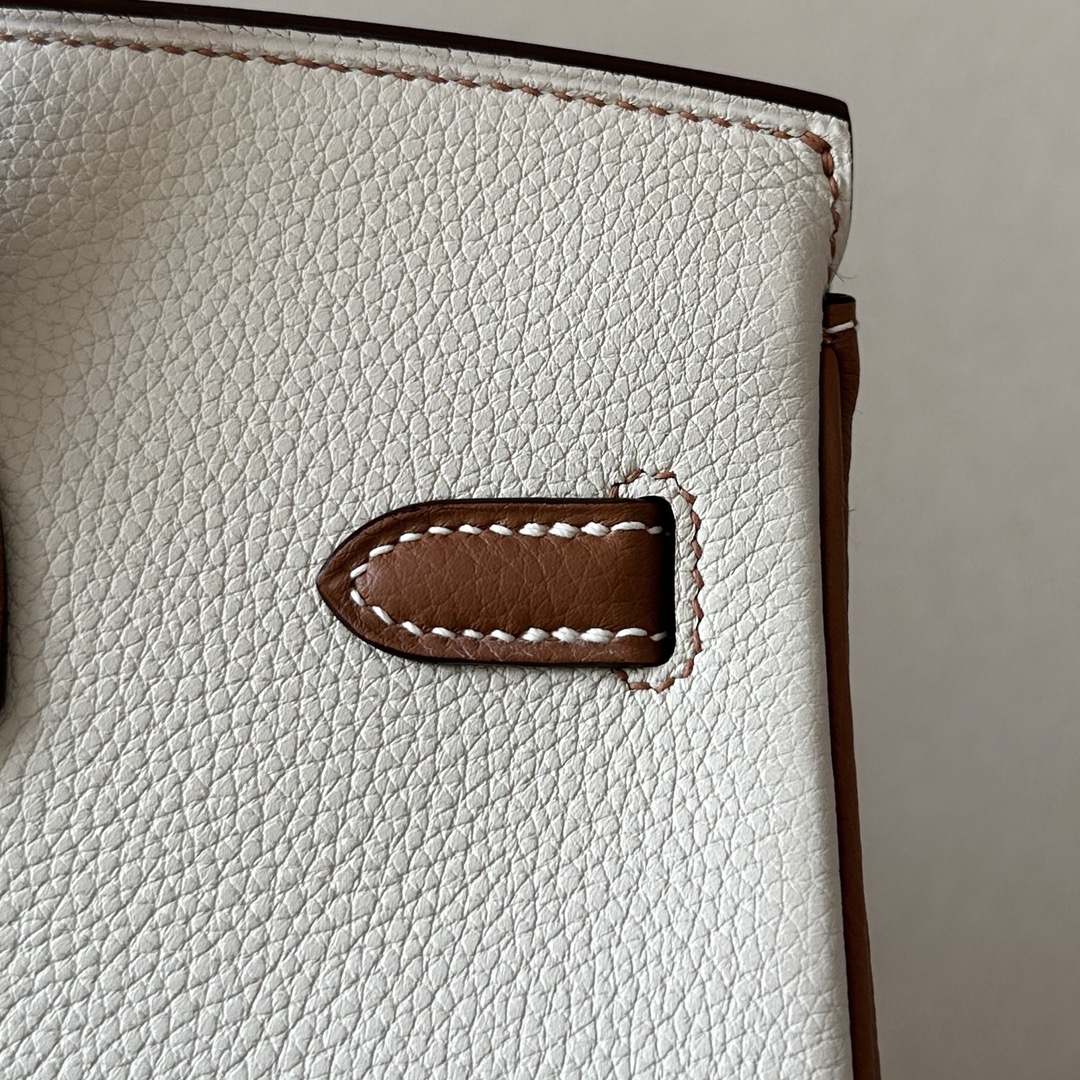 Bagsaaa H**me5 Birkin 25 in Togo Leather Brown and White