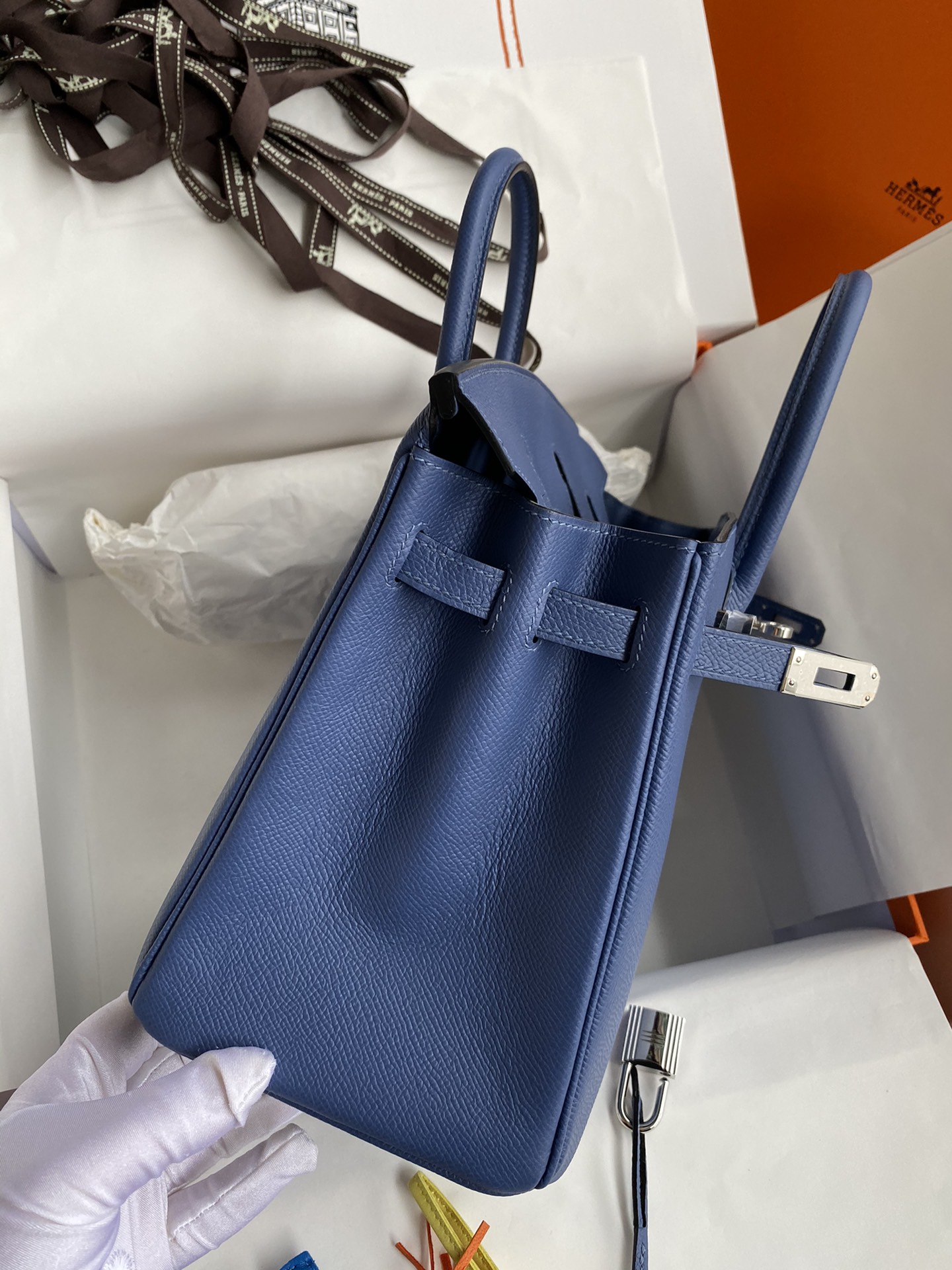Bagsaaa H**me5 Birkin 25 Epsom Leather Blue