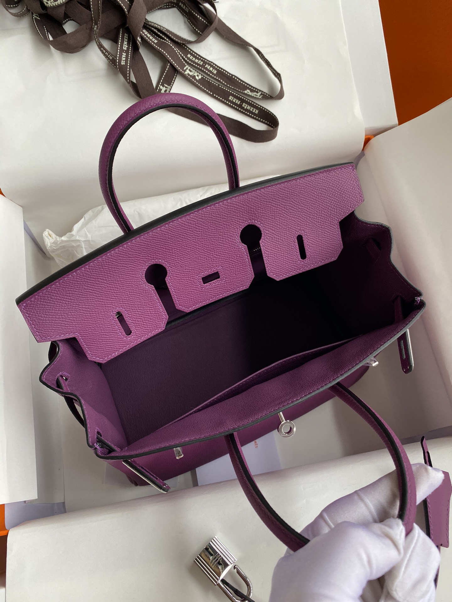 Bagsaaa H**me5 Birkin 25 Epsom Leather Purple