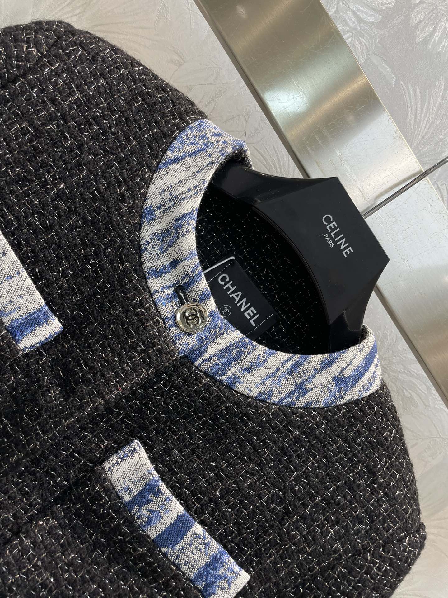 Bagsaaa Ch**el Tweed Black Jacket 4 pockets