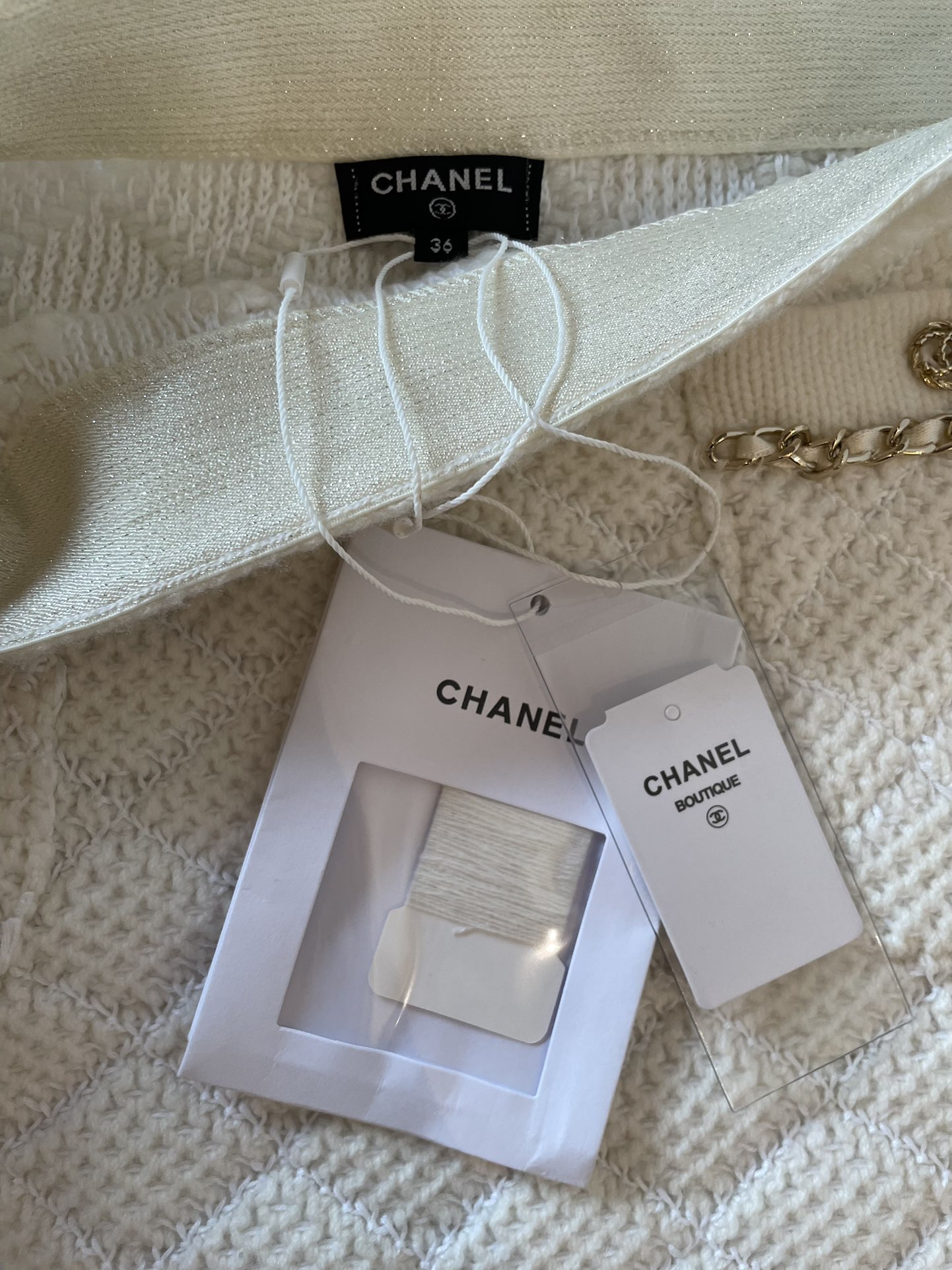 Bagsaaa Ch**el Tweed White Gold Hardware Skirt 
