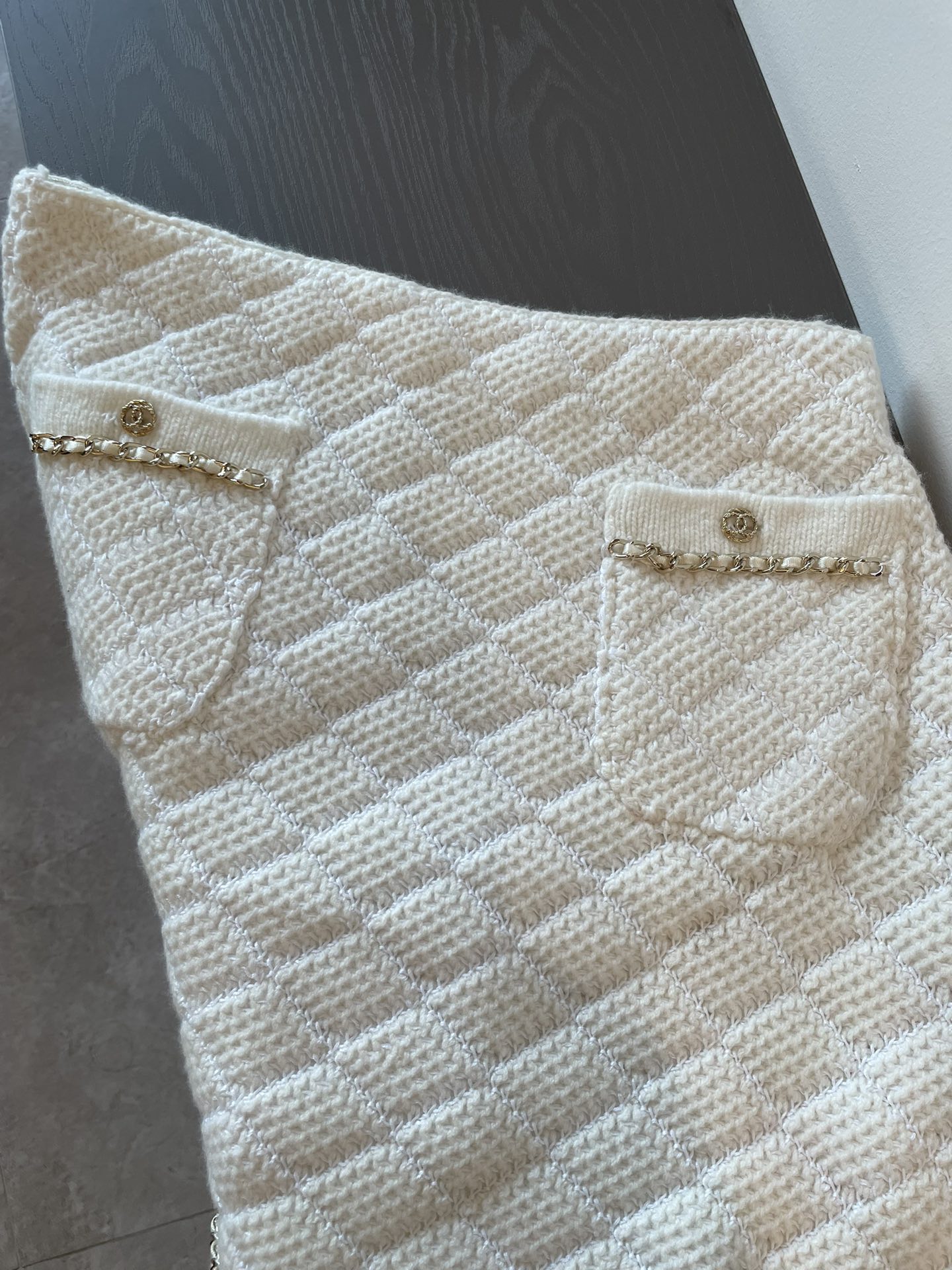 Bagsaaa Ch**el Tweed White Gold Hardware Skirt 