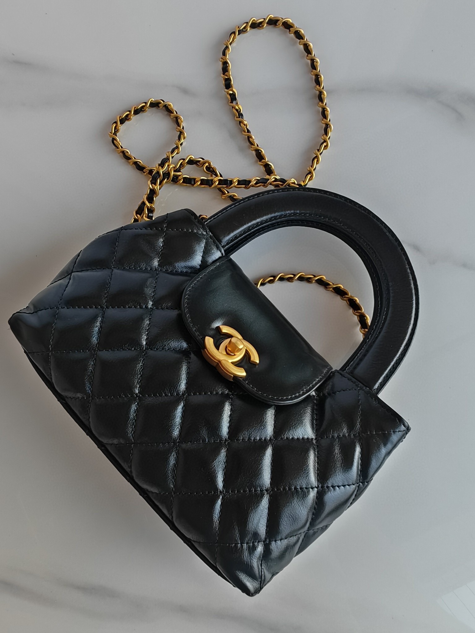 Bagsaaa Ch**el Top Handle Black bag 13X19X7cm