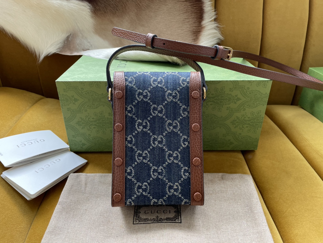 Bagsaaa Gvc*1 1955 Horsebit Mini Bag GG Denim 11.5/17/4cm