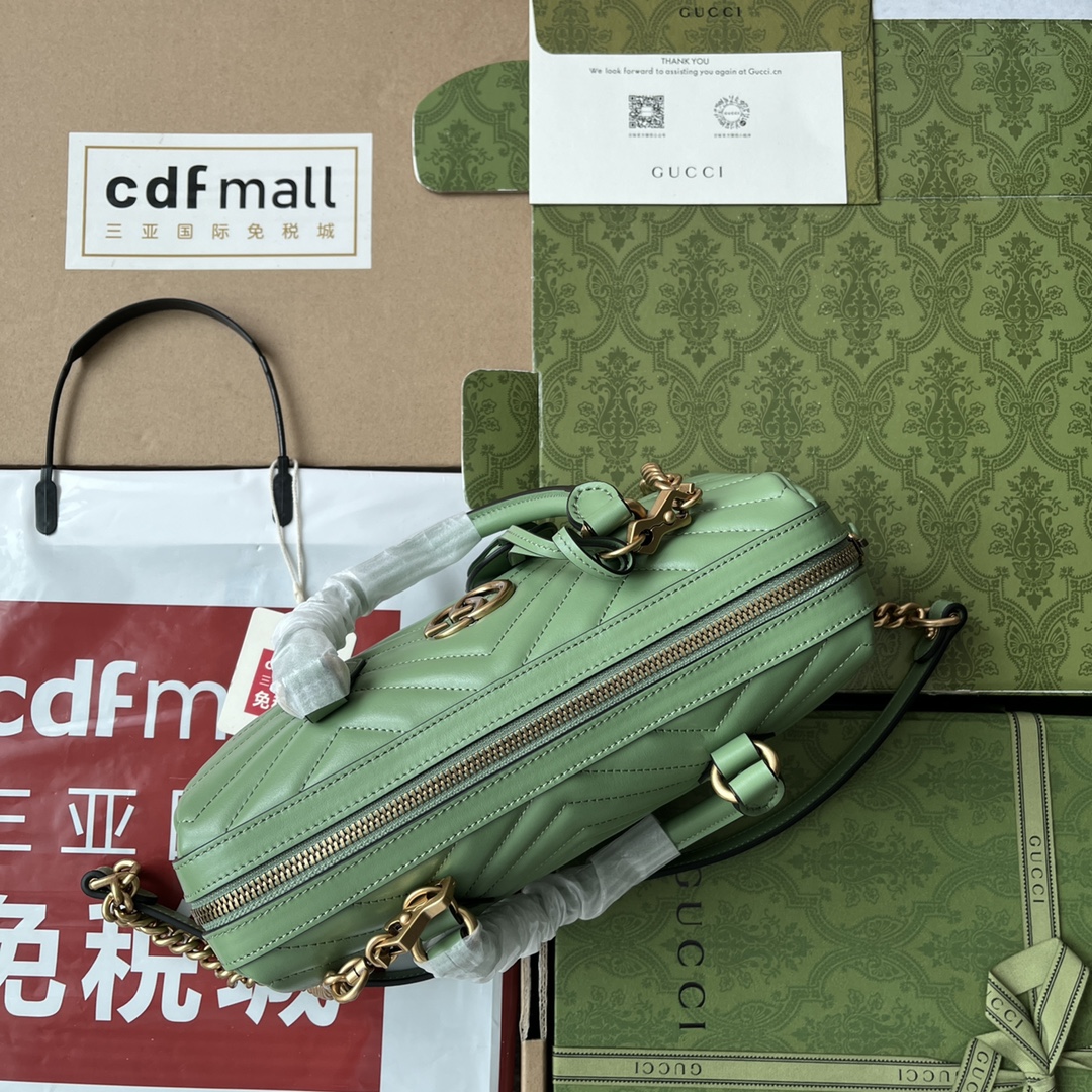 Bagsaaa Gvc*1 GG Marmont Top Handle Green Bag - 27x13.5x10cm