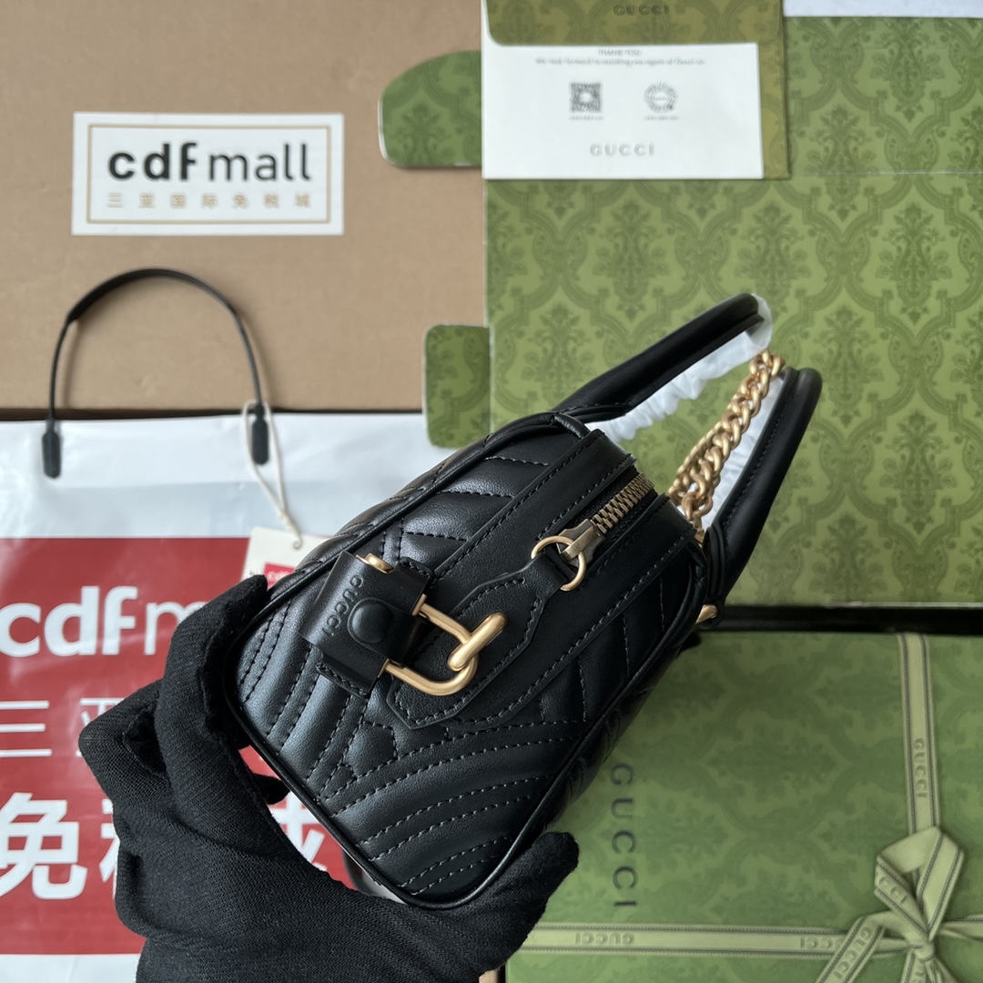 Bagsaaa Gvc*1 GG Marmont Top Handle Black Bag - 27x13.5x10cm