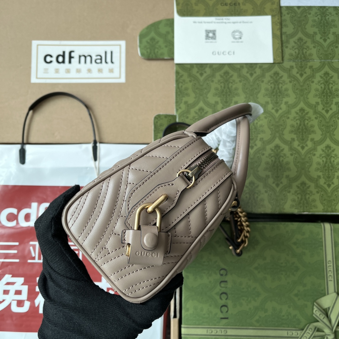 Bagsaaa Gvc*1 GG Marmont Top Handle Beige Bag - 27x13.5x10cm