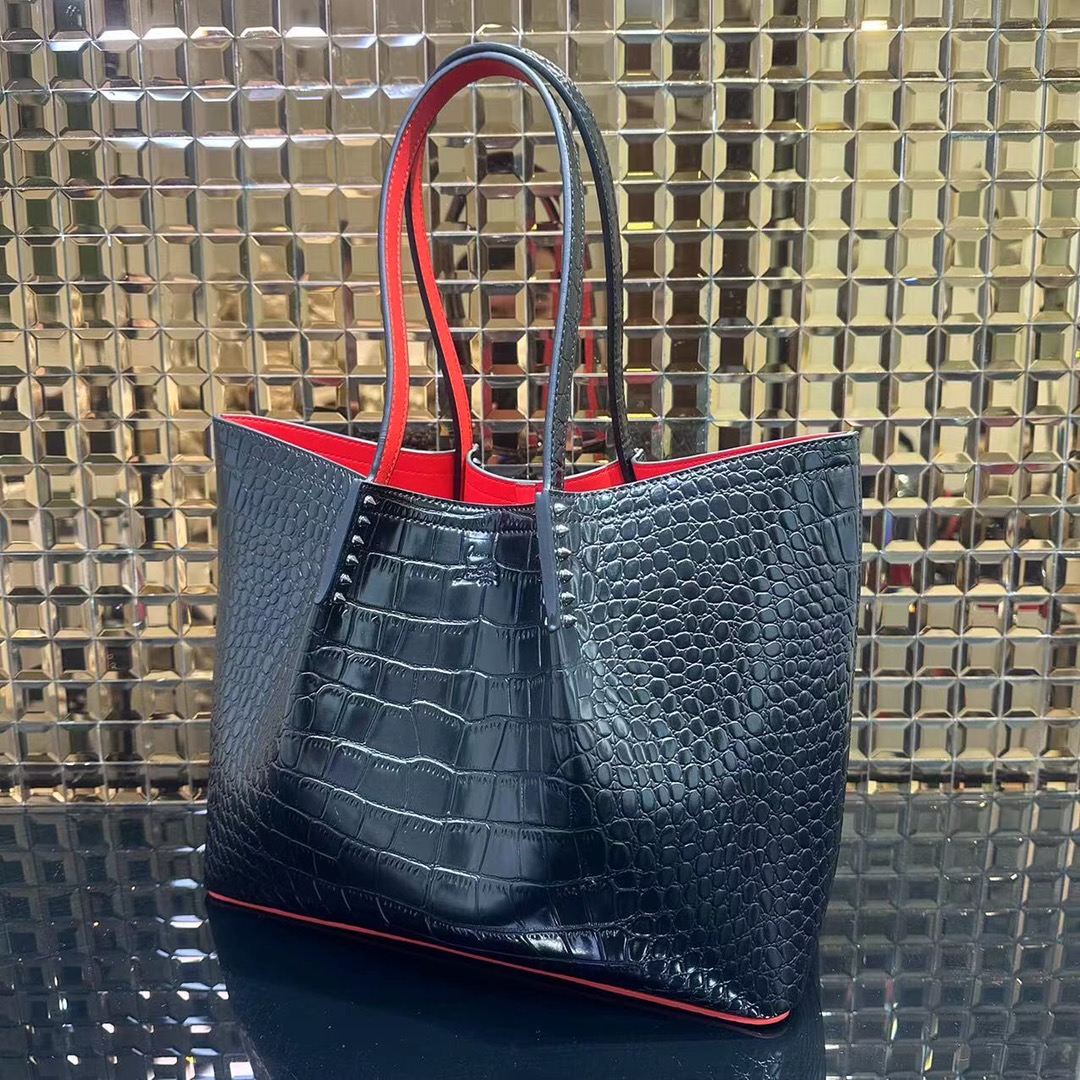 Bagsaaa Chr1st1an Louboutin Cabata Tote bag - Croc leather - Black