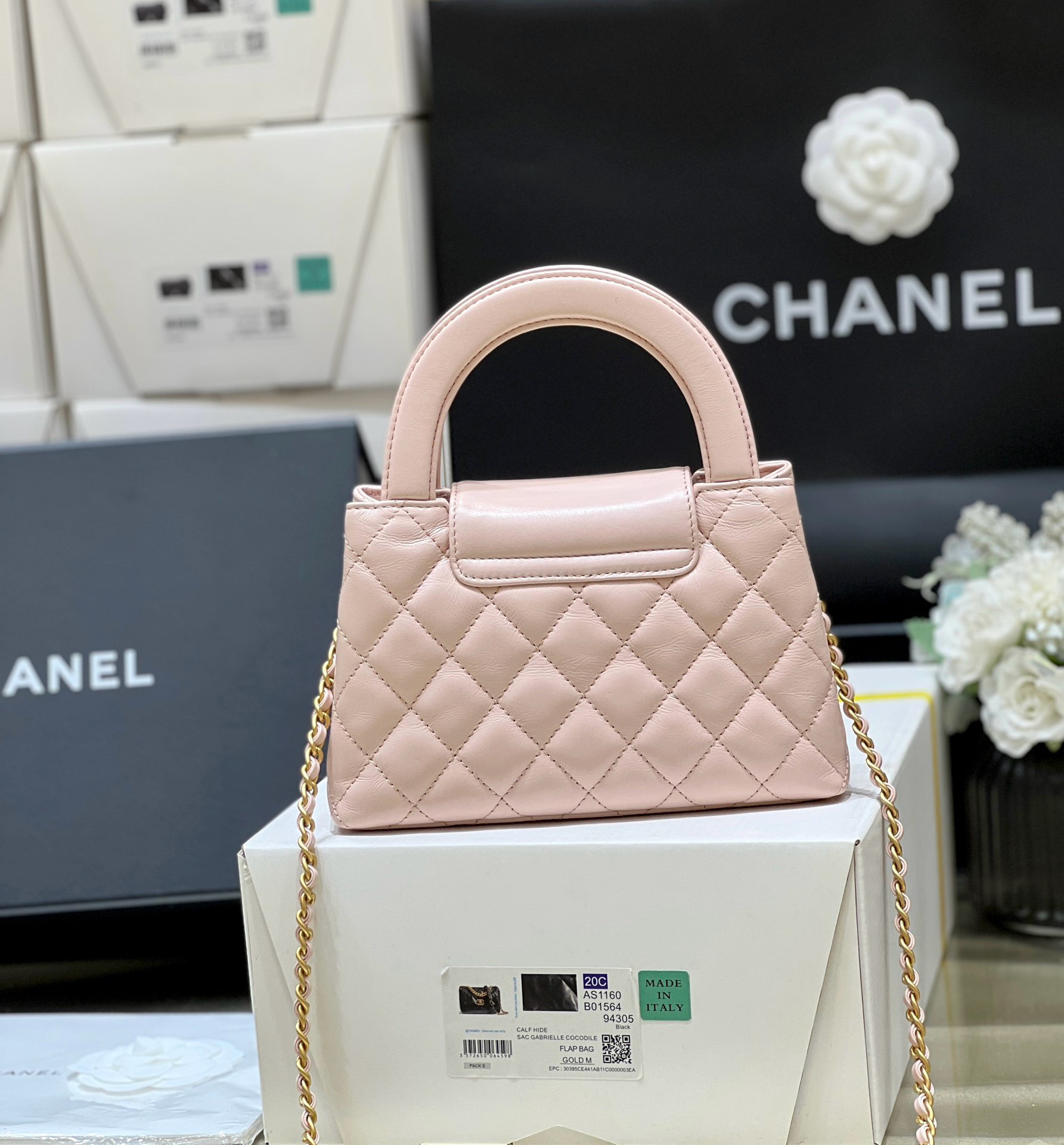 Bagsaaa Ch**el Mini Shopping Bag Light Pink - 13 × 19 × 7 cm