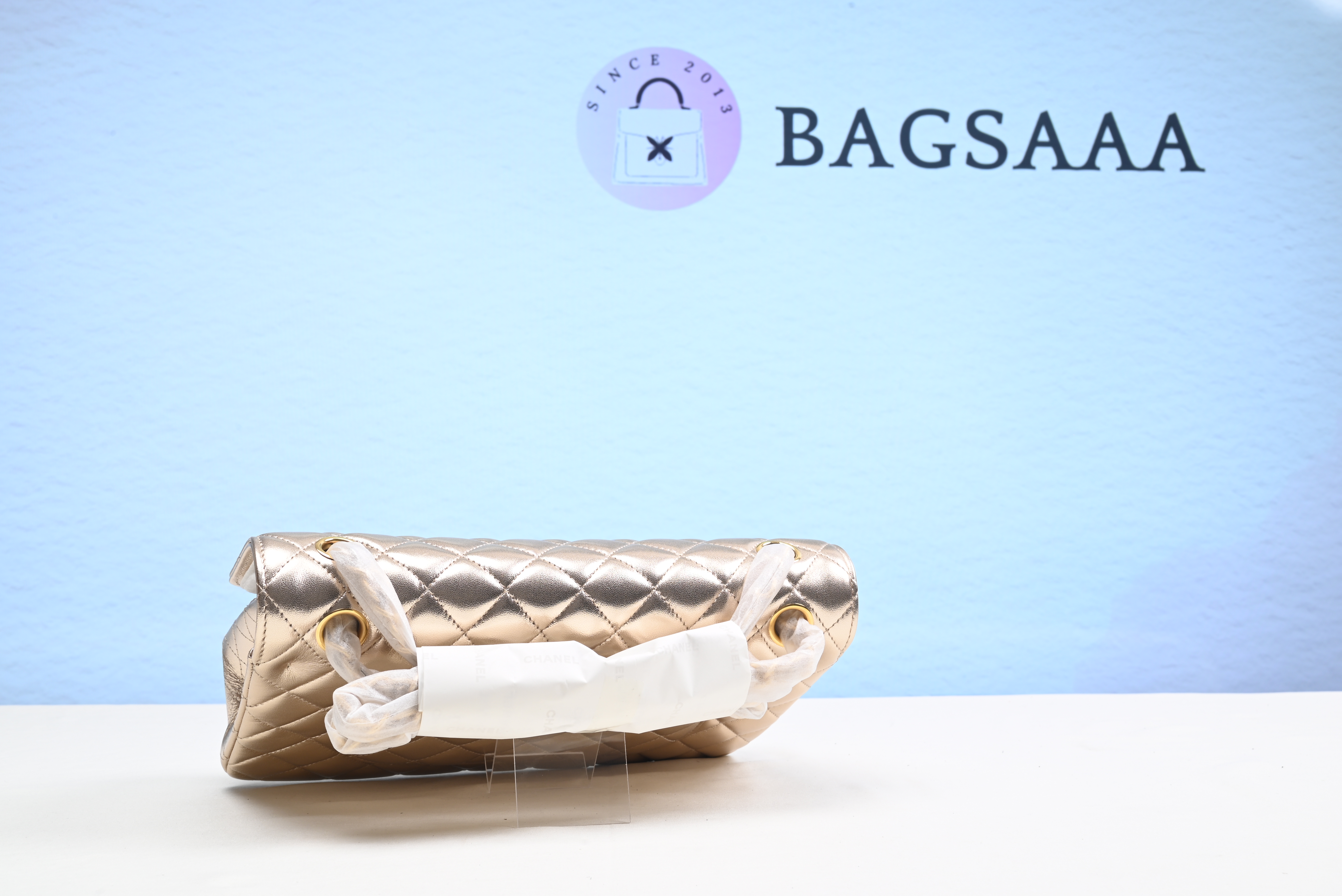 Bagsaaa Ch**el Timless Flap Bag Gold Silver 25cm
