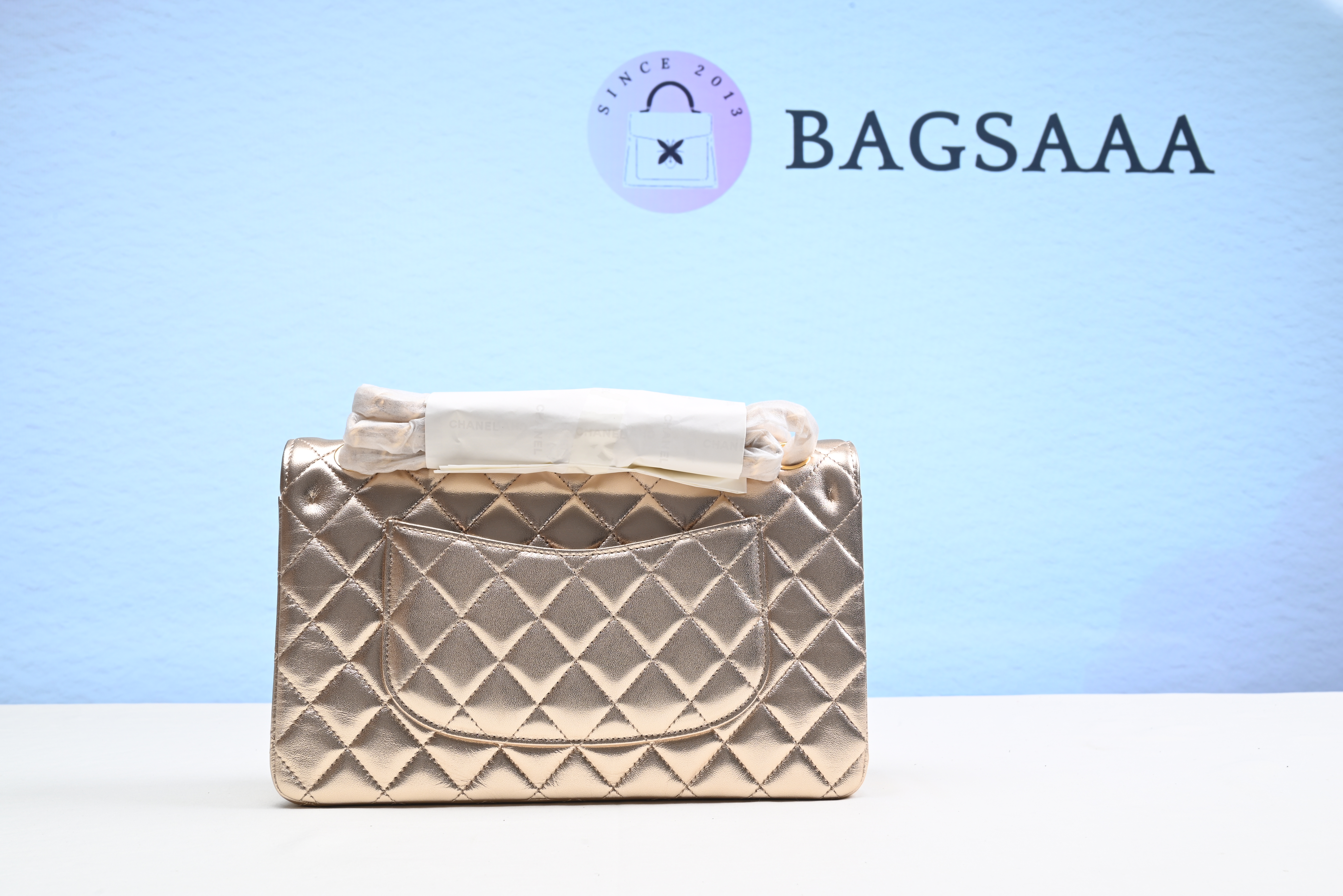 Bagsaaa Ch**el Timless Flap Bag Gold Silver 25cm