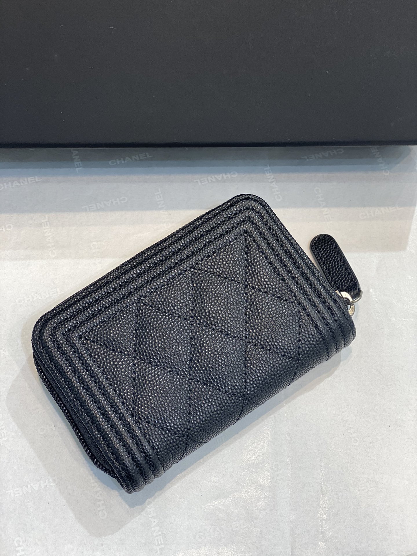 Bagsaaa Ch**el Leboy Coin Purse Caviar Black Silver Hardware