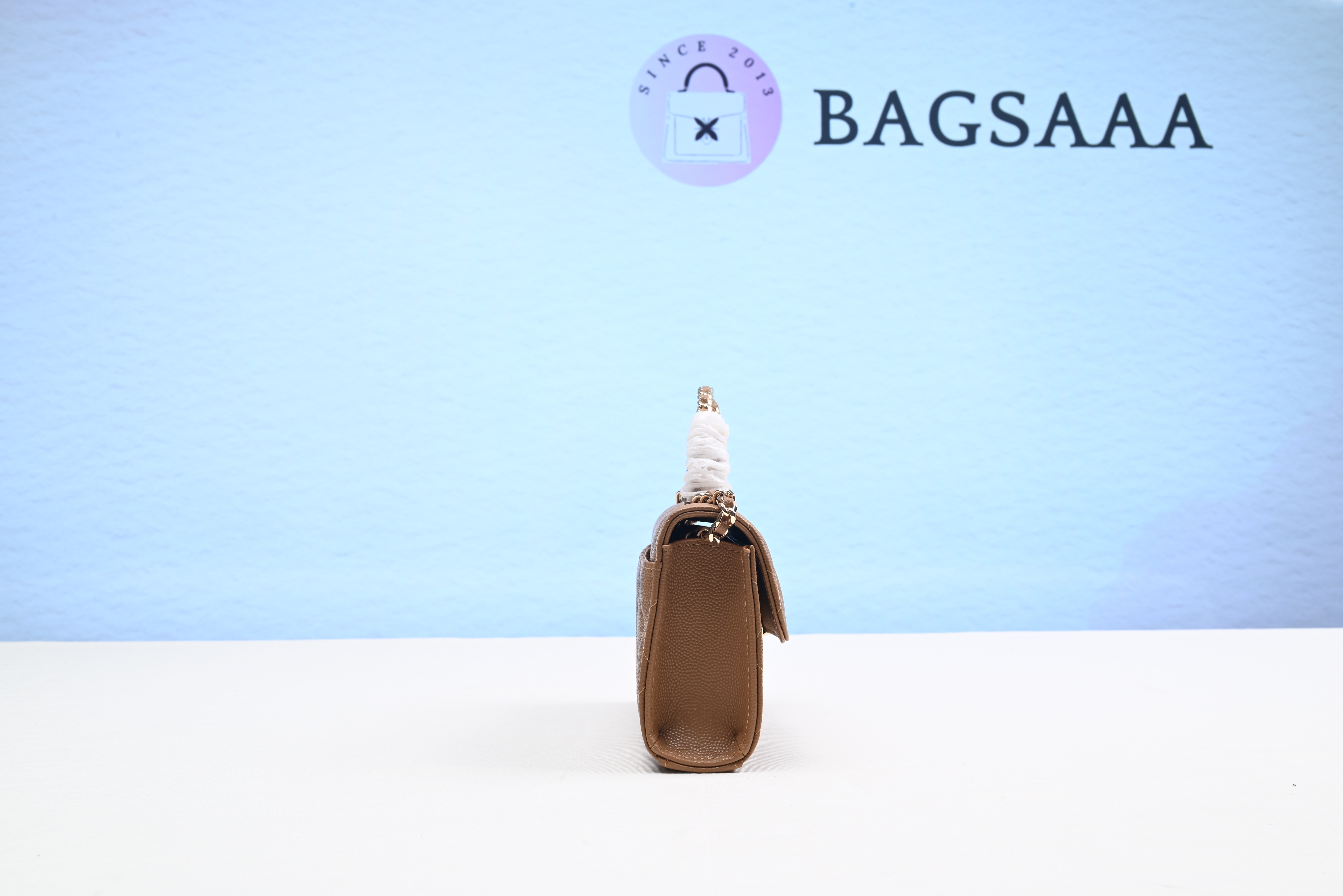 Bagsaaa Ch**el Top Handle Brown Bag - 18x10x4.5cm