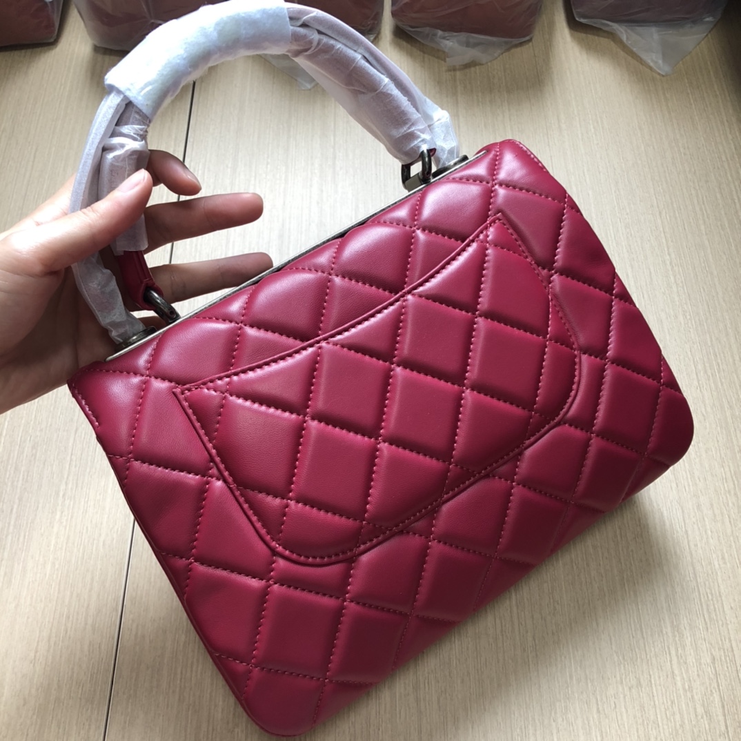 Bagsaaa Ch**el Trendy CC Hot Pink Silver Hardware 25cm