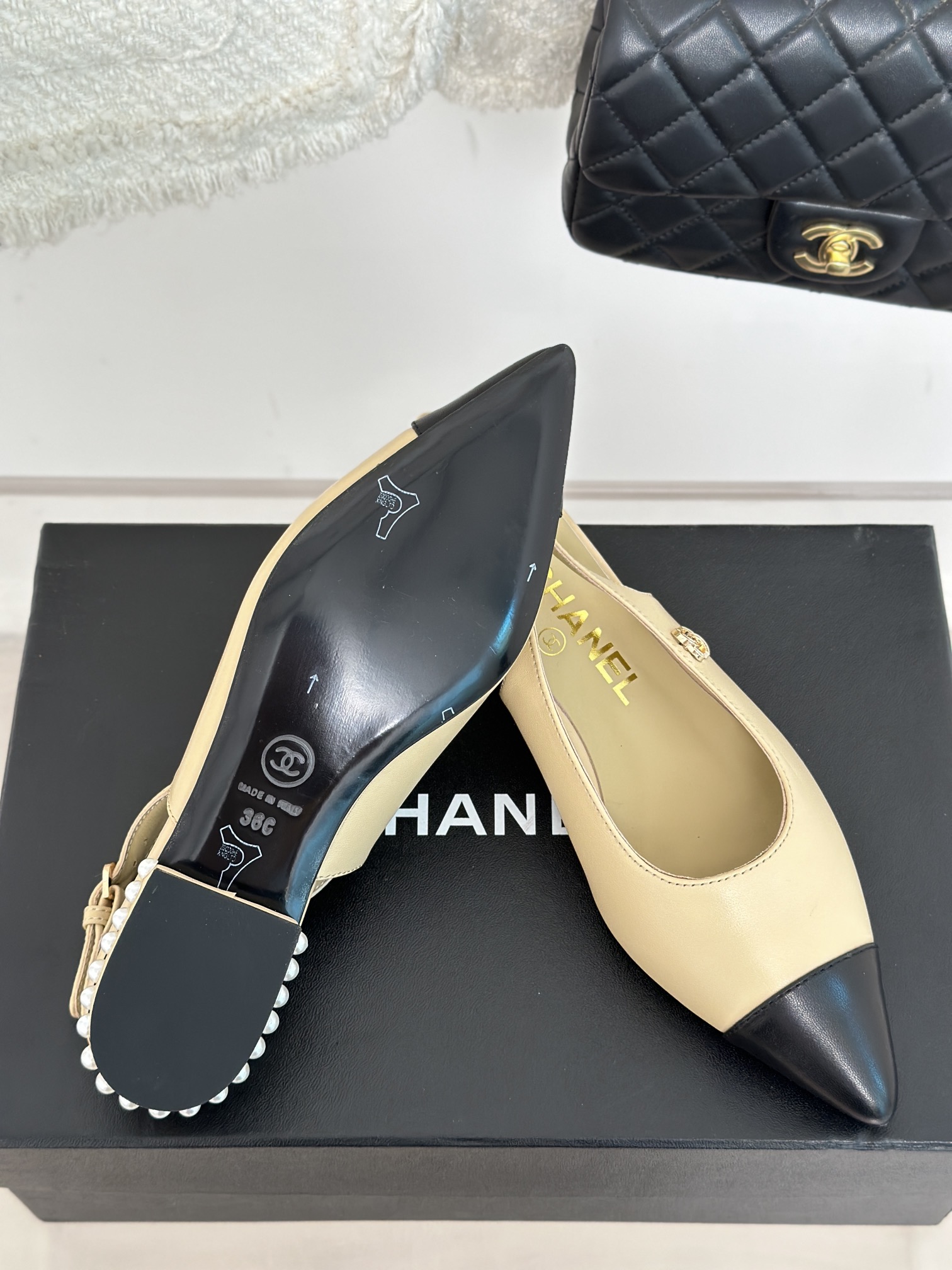 Bagsaaa Ch**el Slingback Beige color 2.5cm 