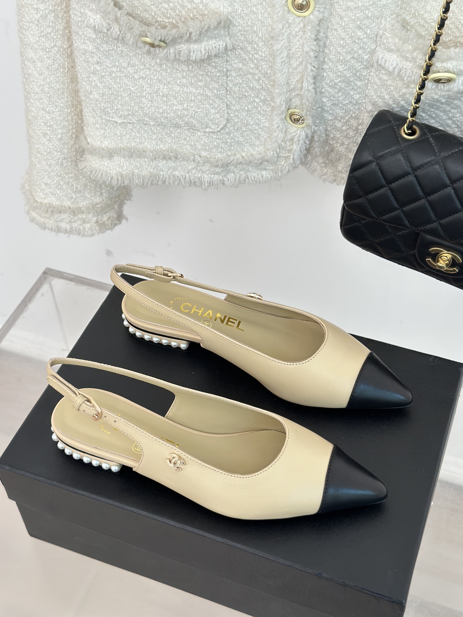 Bagsaaa Ch**el Slingback Beige color 2.5cm 