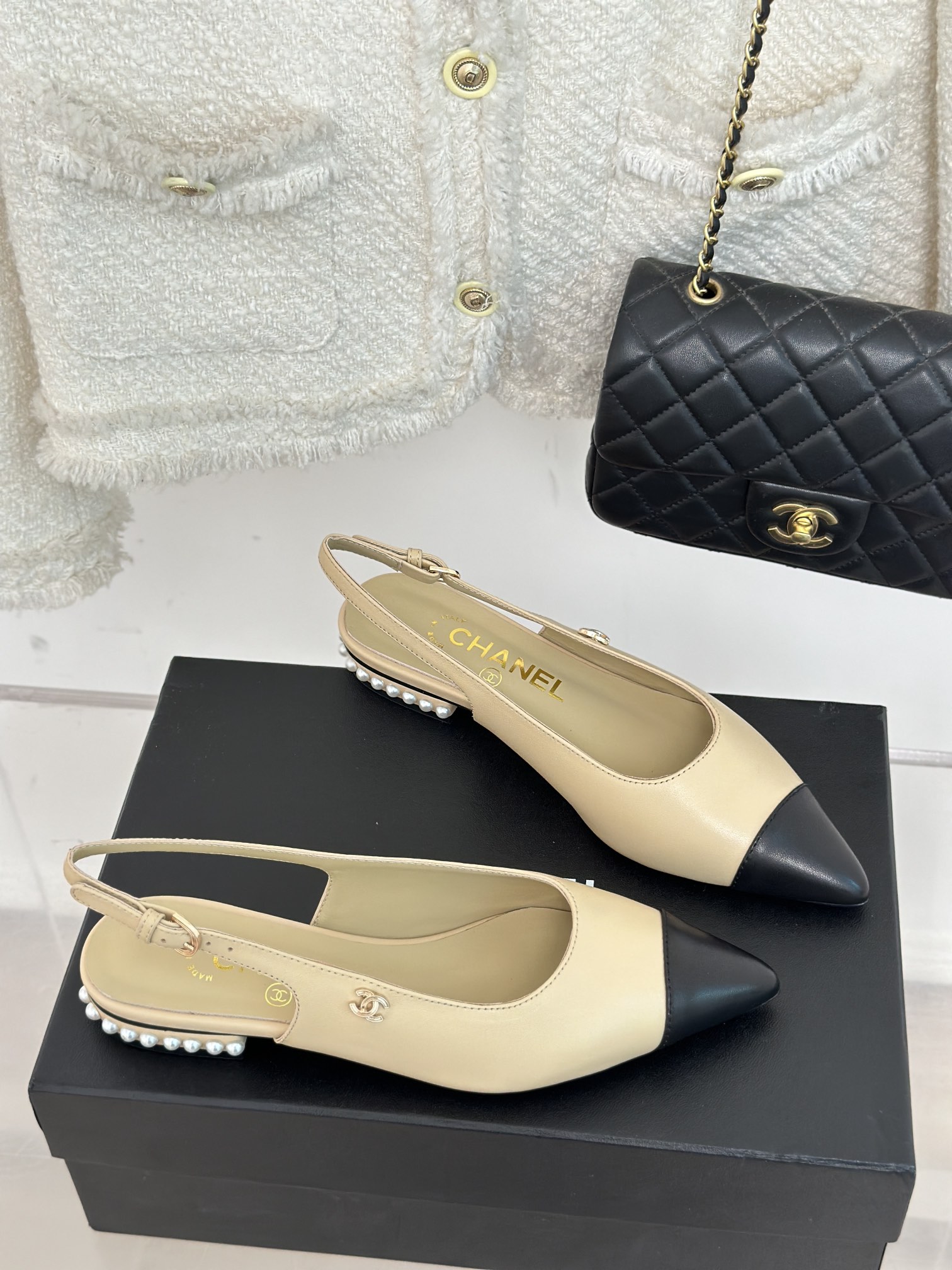 Bagsaaa Ch**el Slingback Beige color 2.5cm 