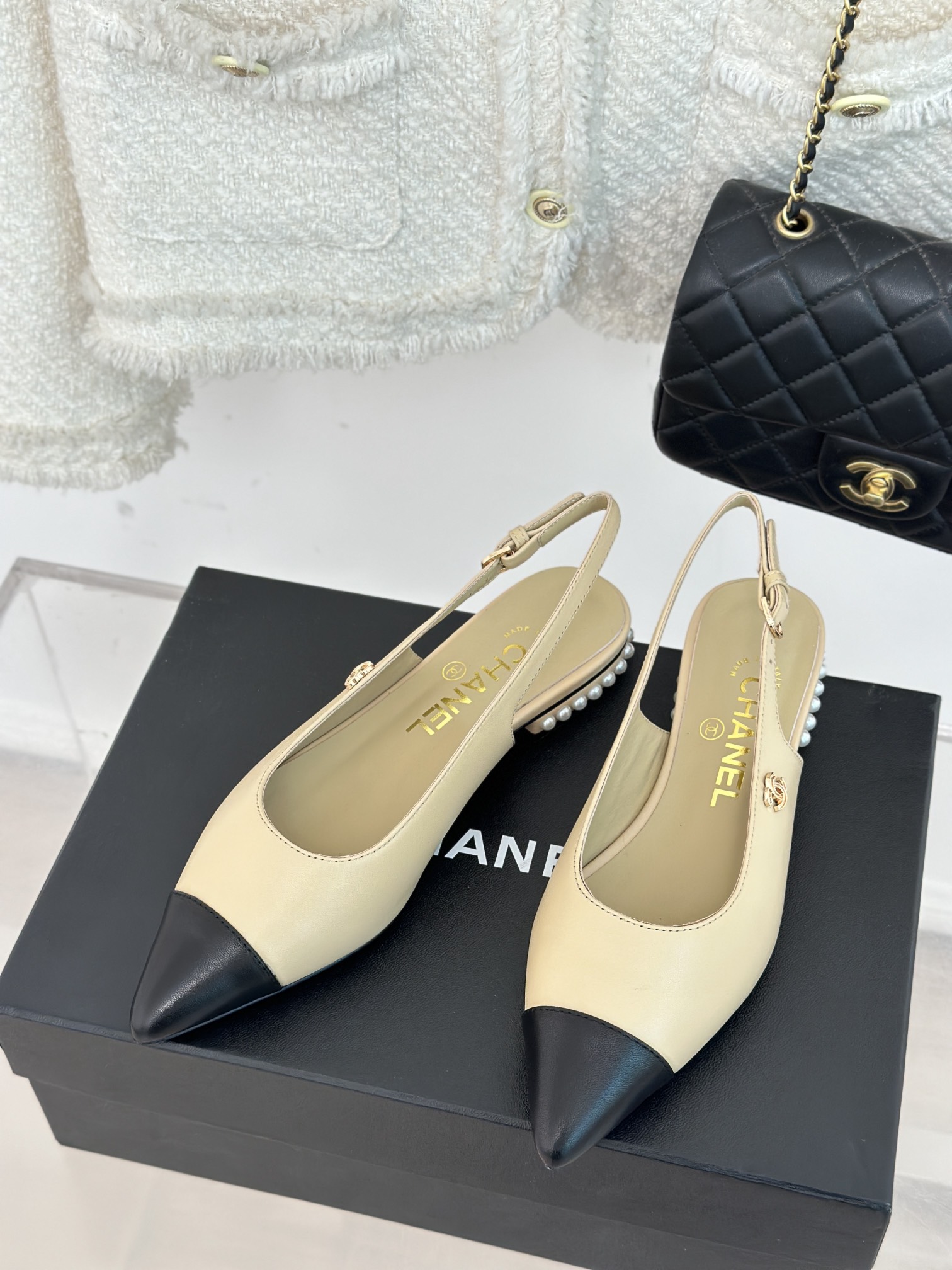 Bagsaaa Ch**el Slingback Beige color 2.5cm 