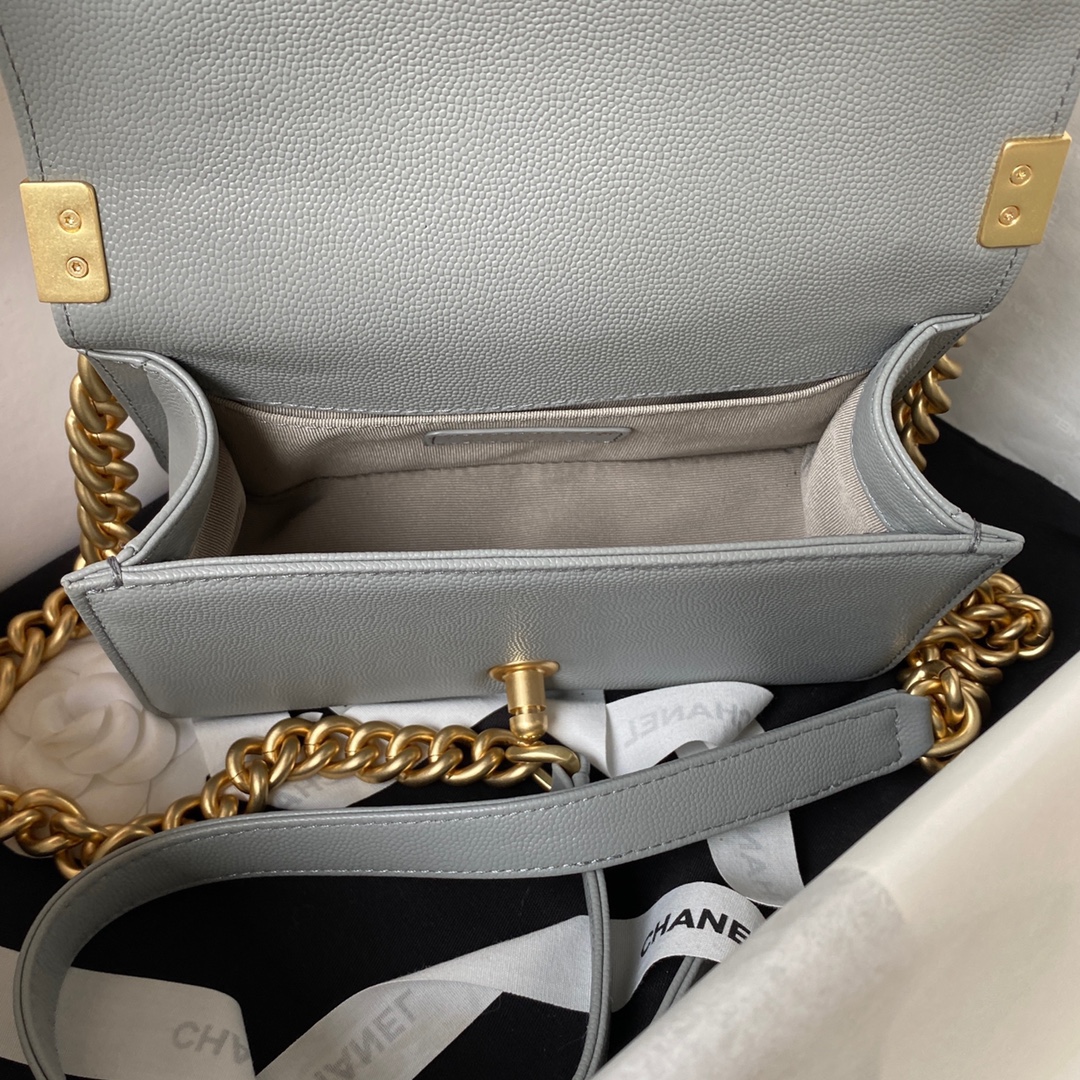 Bagsaaa Ch**el Le Boy Top Handle Caviar Grey 20cm