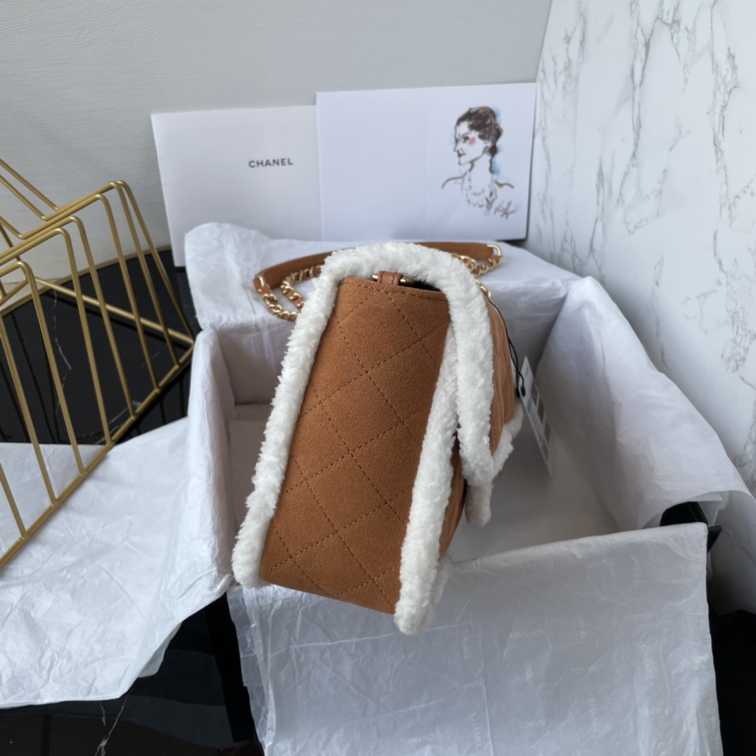 Bagsaaa Ch**el Flap Bag Shearling Bag - 26X15X7.5cm 