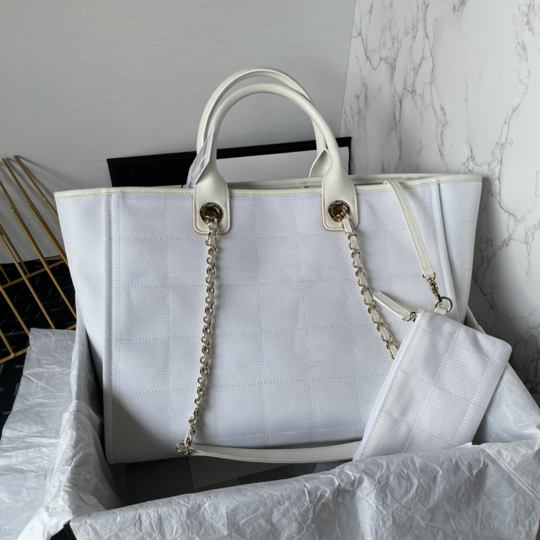 Bagsaaa Ch**el Medium Deauville White Tote 36cm