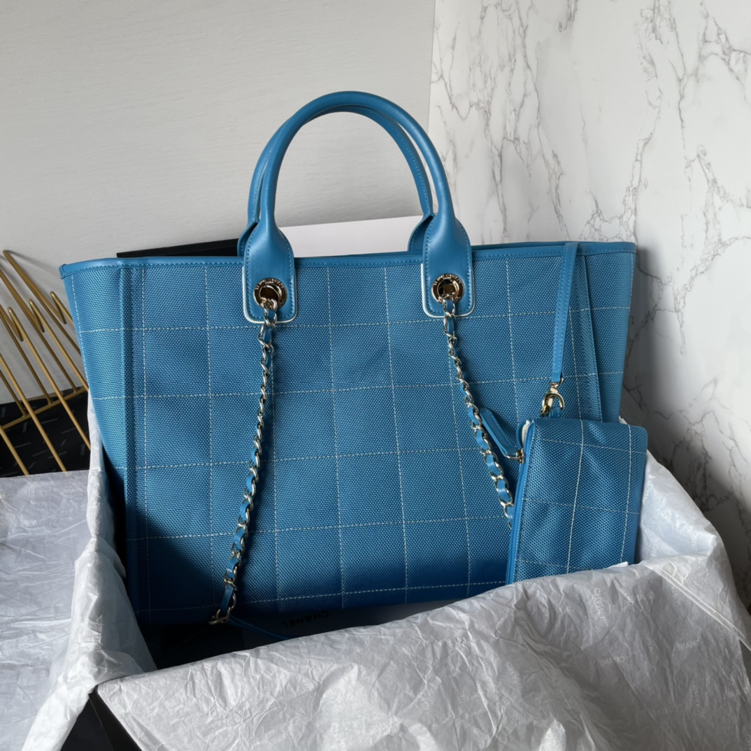 Bagsaaa Ch**el Medium Deauville Blue Tote 36cm