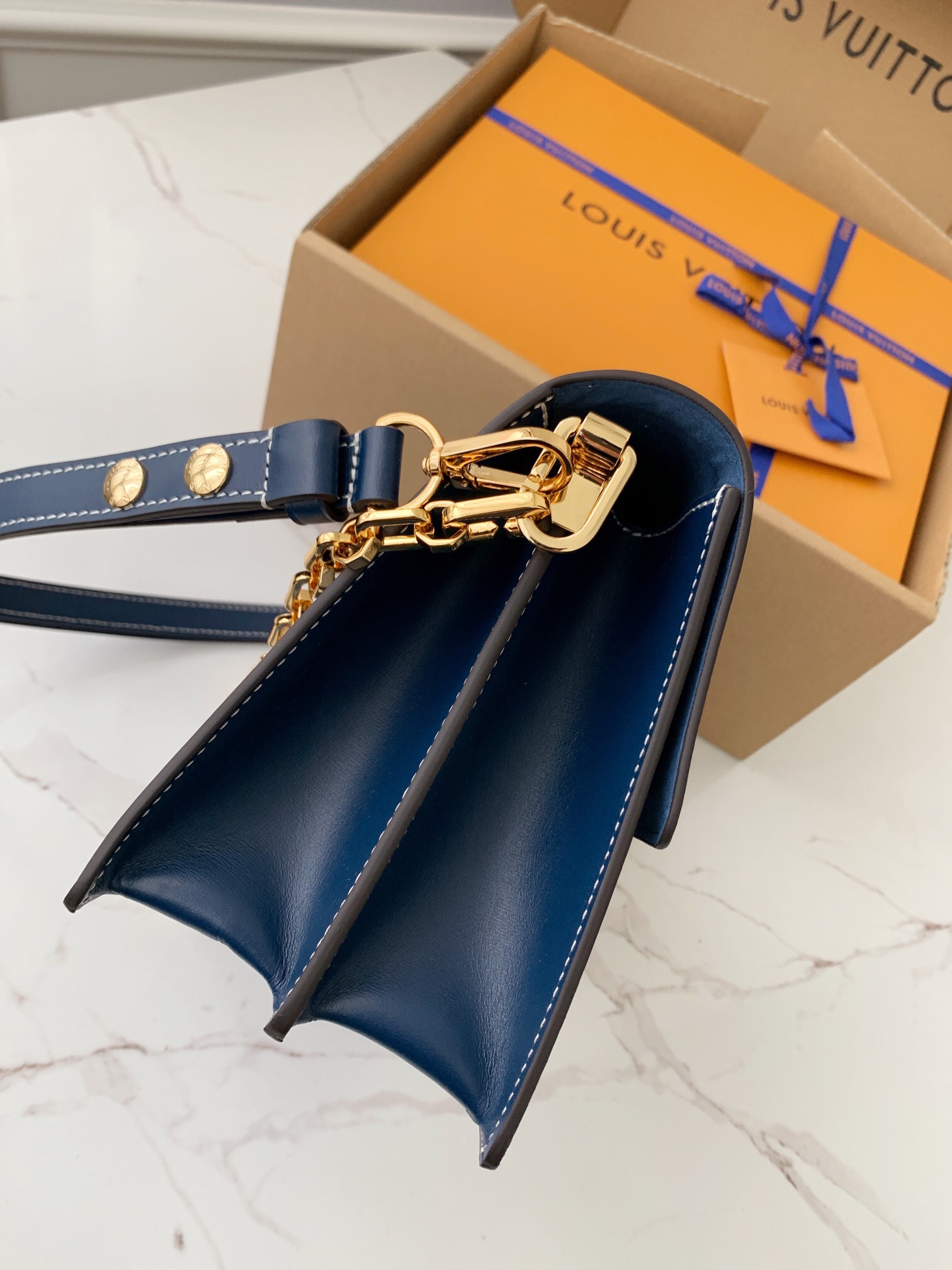 Bagsaaa L0vis Vvtt0n Dauphine MM Blue Denim