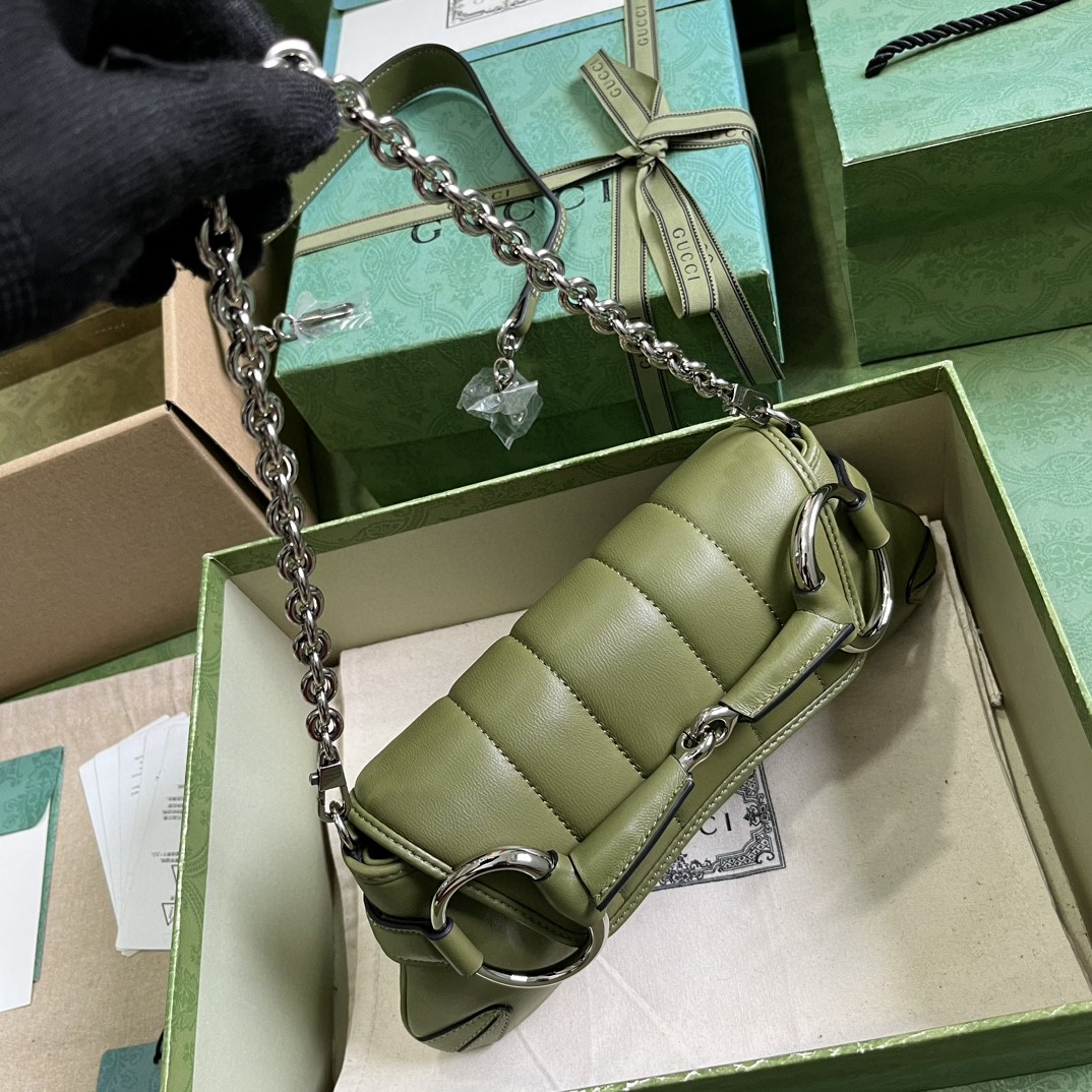 Bagsaaa Gvc*1 Horsebit Chain Small Shoulder Bag green 