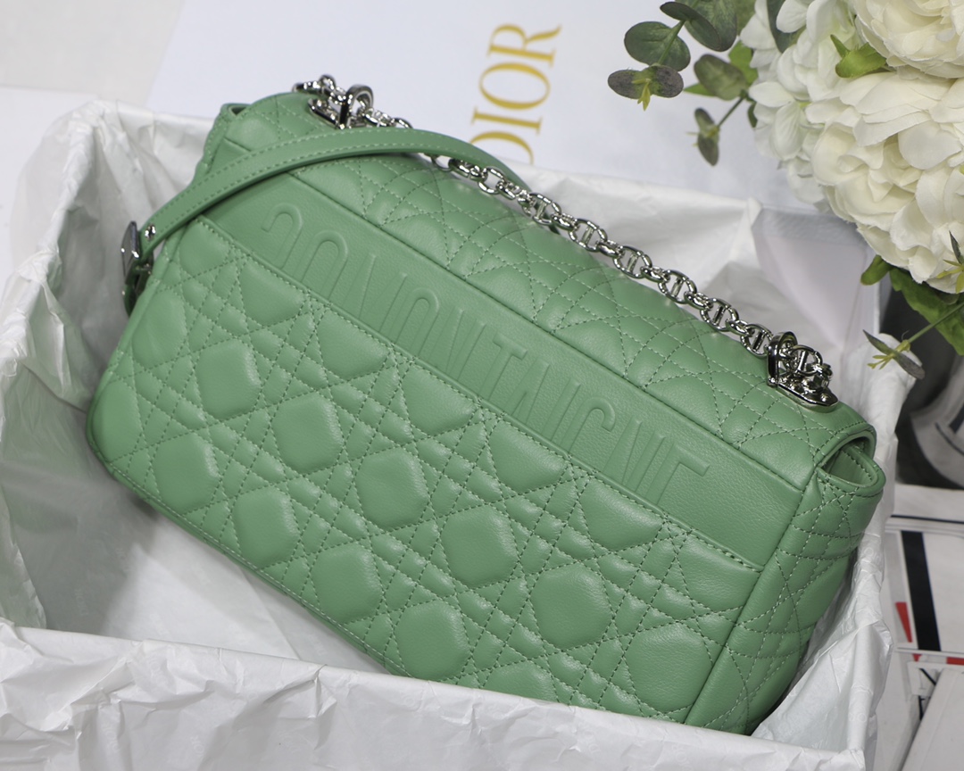 Bagsaaa D10r Meidum Caro Green S*pple Cannage Calfskin - 28x17x9cm