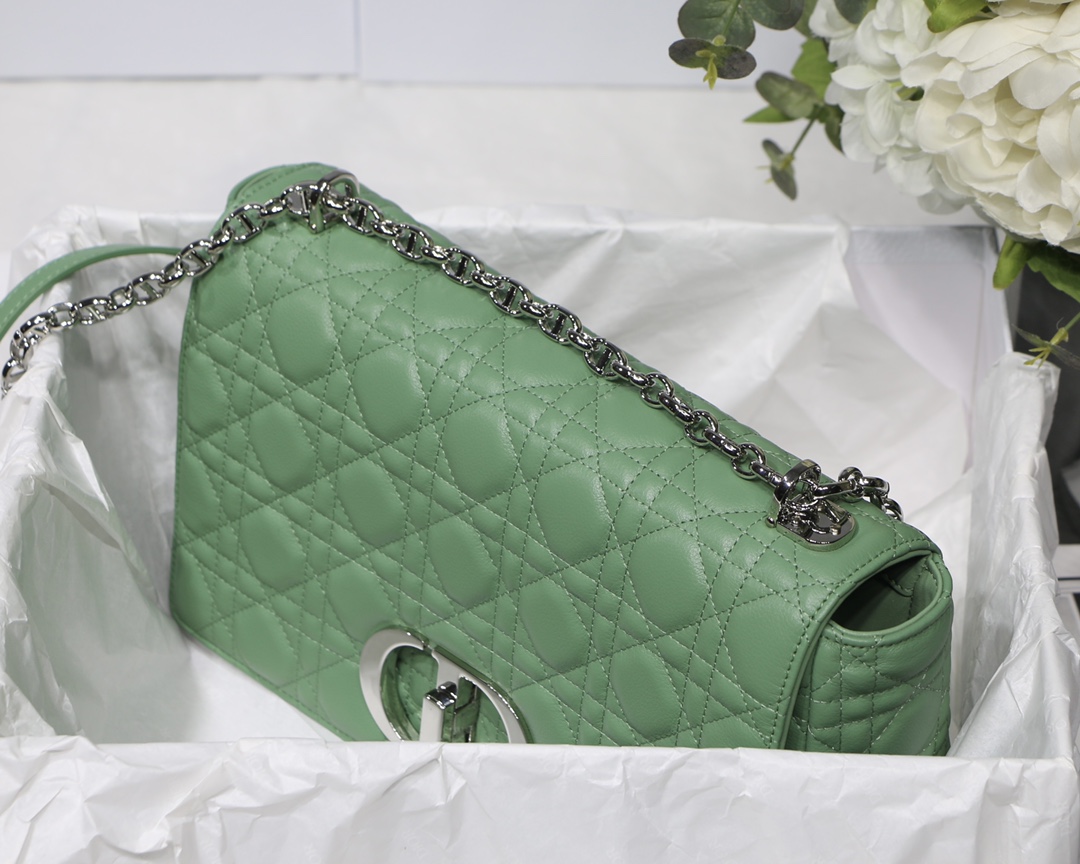 Bagsaaa D10r Meidum Caro Green S*pple Cannage Calfskin - 28x17x9cm