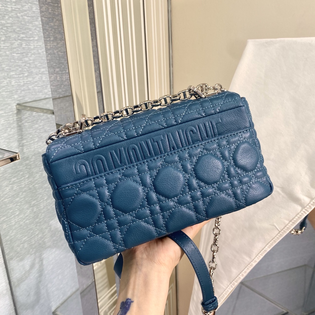 Bagsaaa D10r Small Caro Blue S*pple Cannage Calfskin - 20 x 12 x 7 cm
