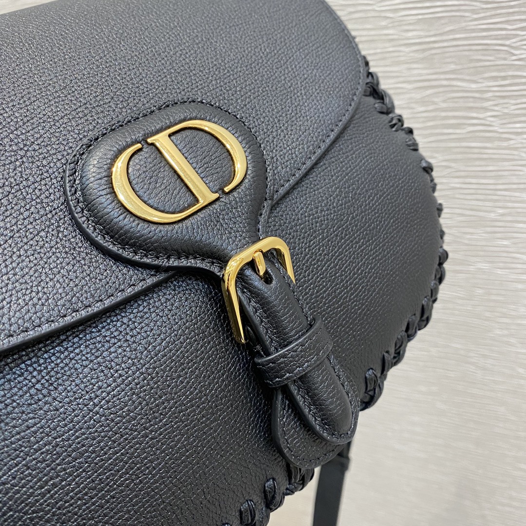 Bagsaaa D10r CD Meidum Bobby Grained Calfskin Leather with Whipstitched Seams black