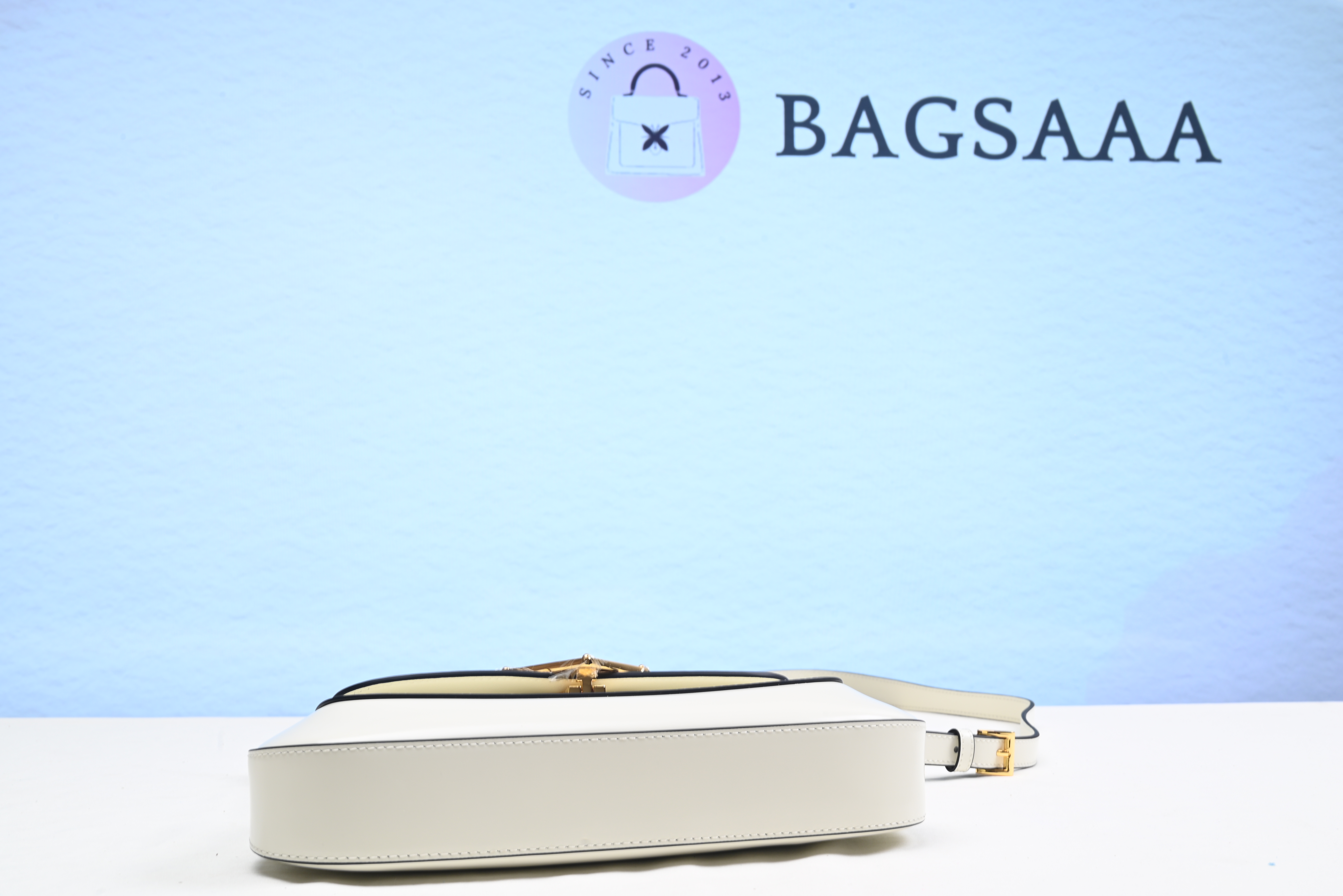 Bagsaaa Pra*a Logo Plaque Shoulder Bag White - 24x11x4cm