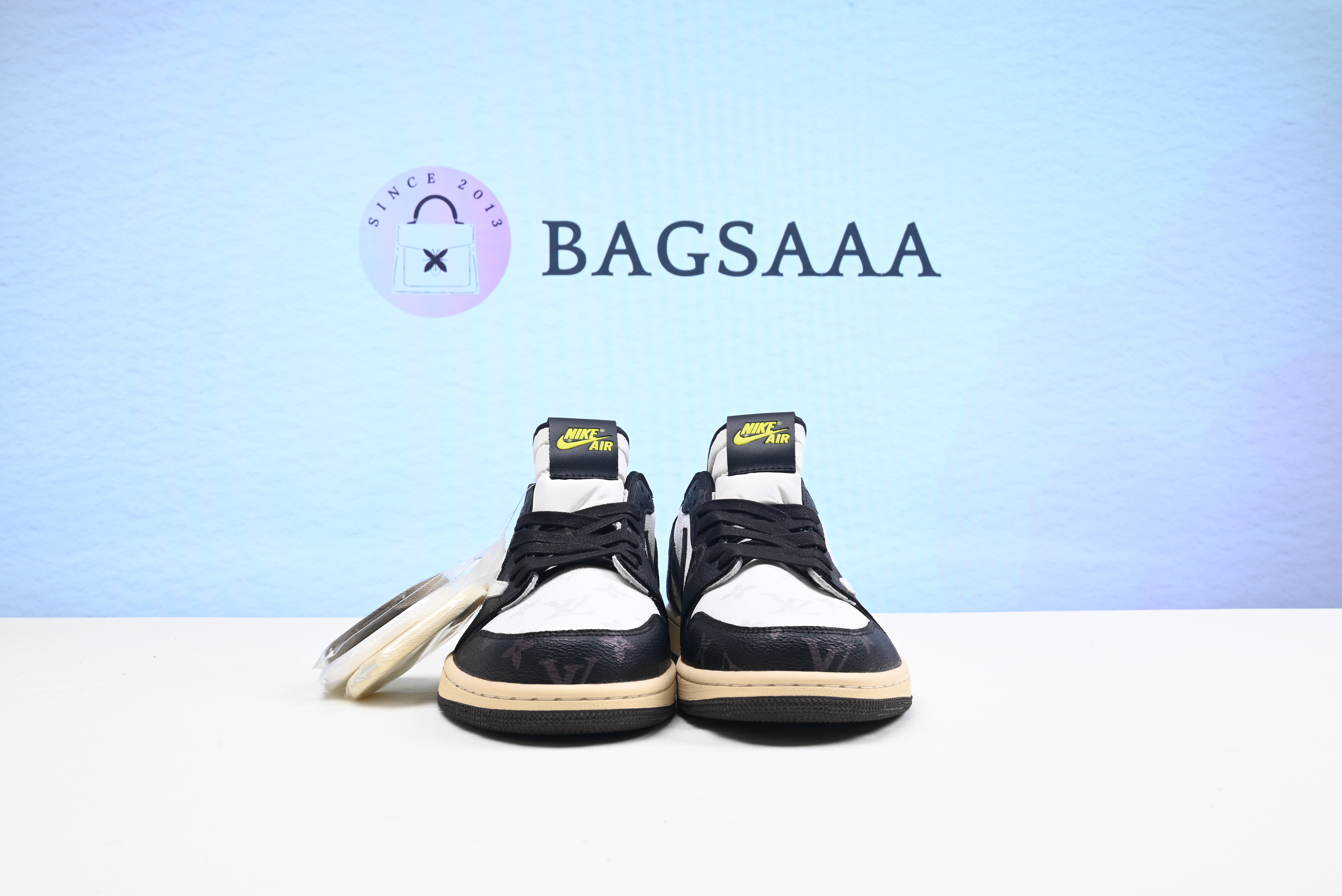 Bagsaaa Nike x LV Air Jordan1 Low Black and White