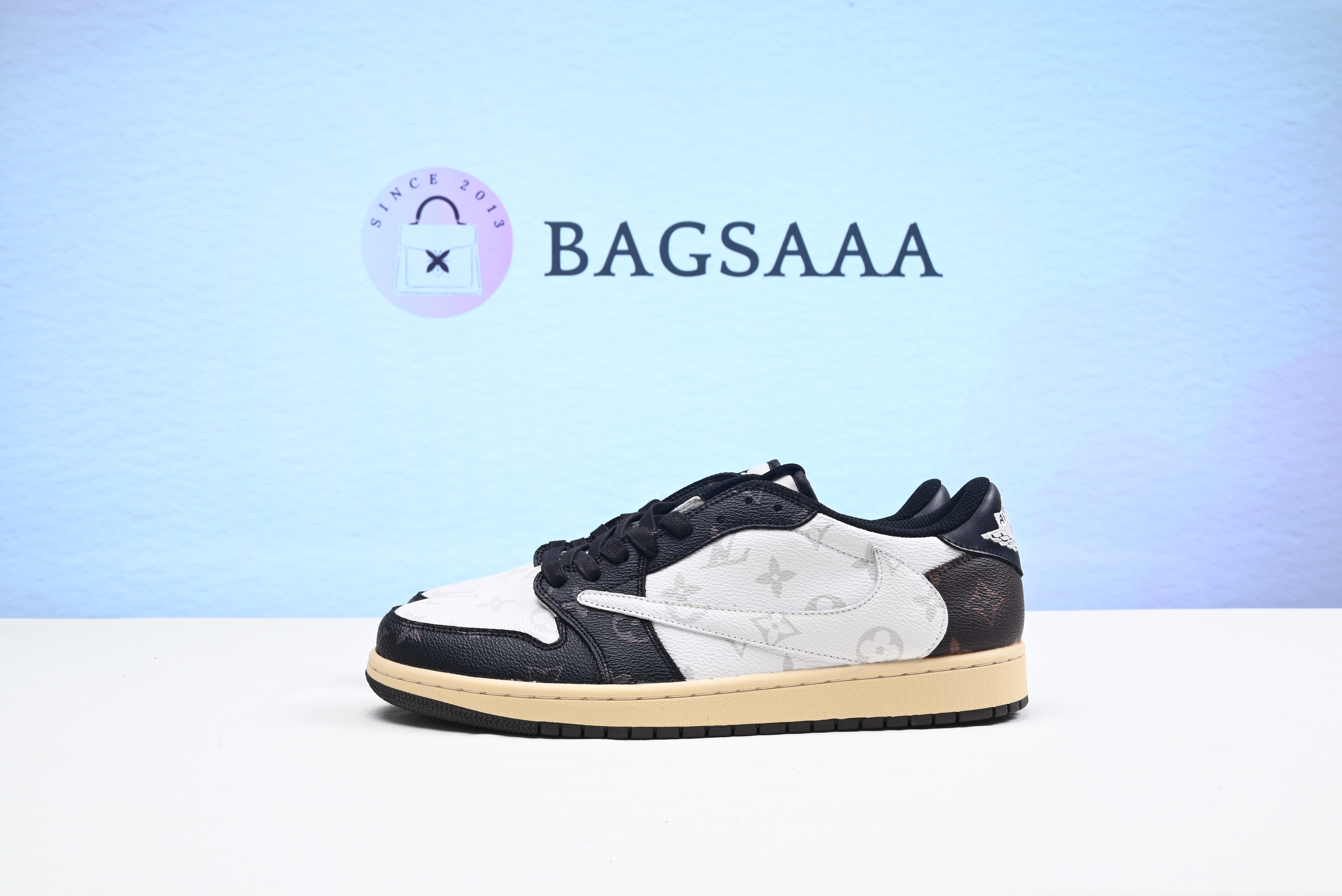 Bagsaaa Nike x LV Air Jordan1 Low Black and White