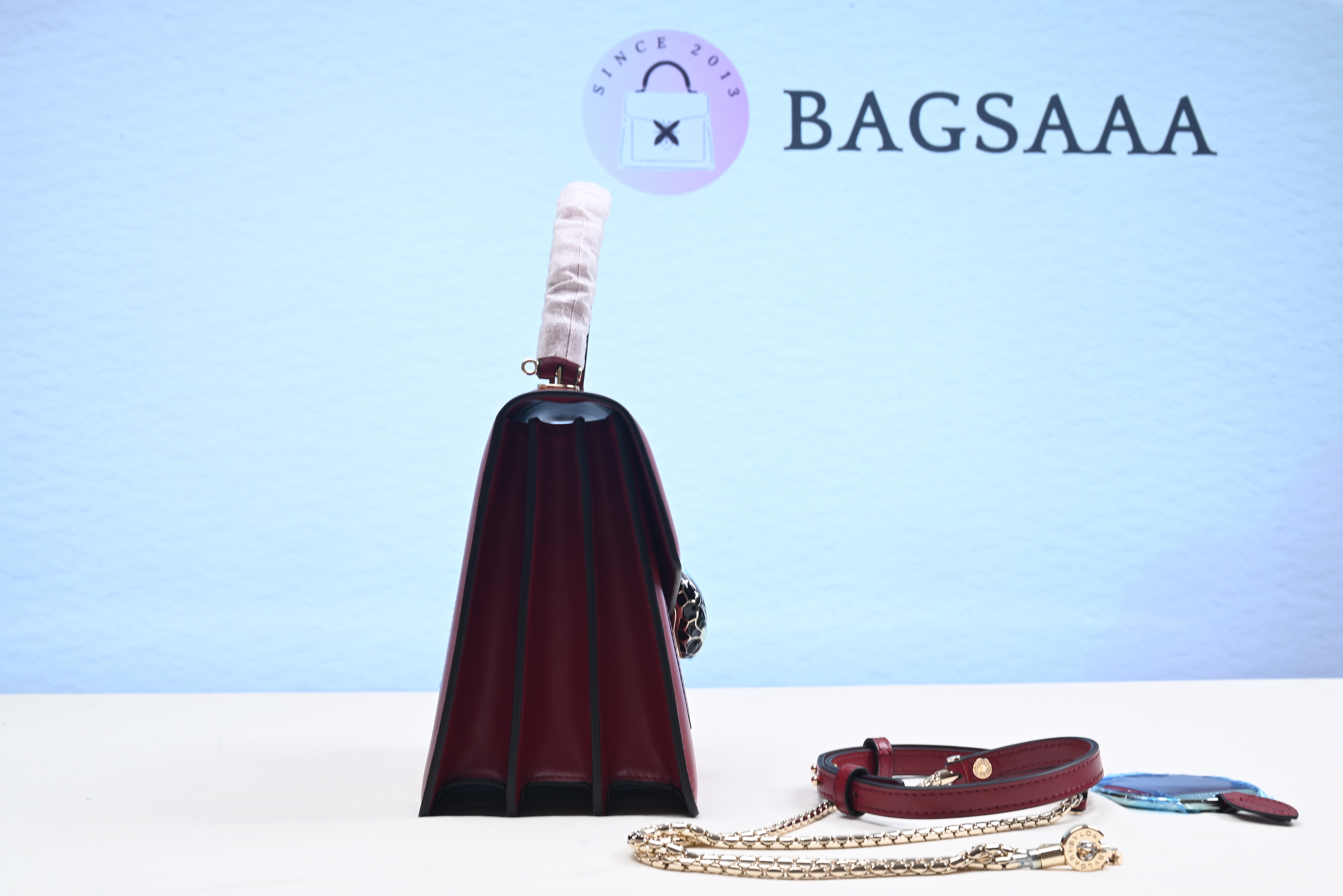 Bagsaaa Bv1g*ai Serpenti Forever Leather Crossbody Red Bag 18cm