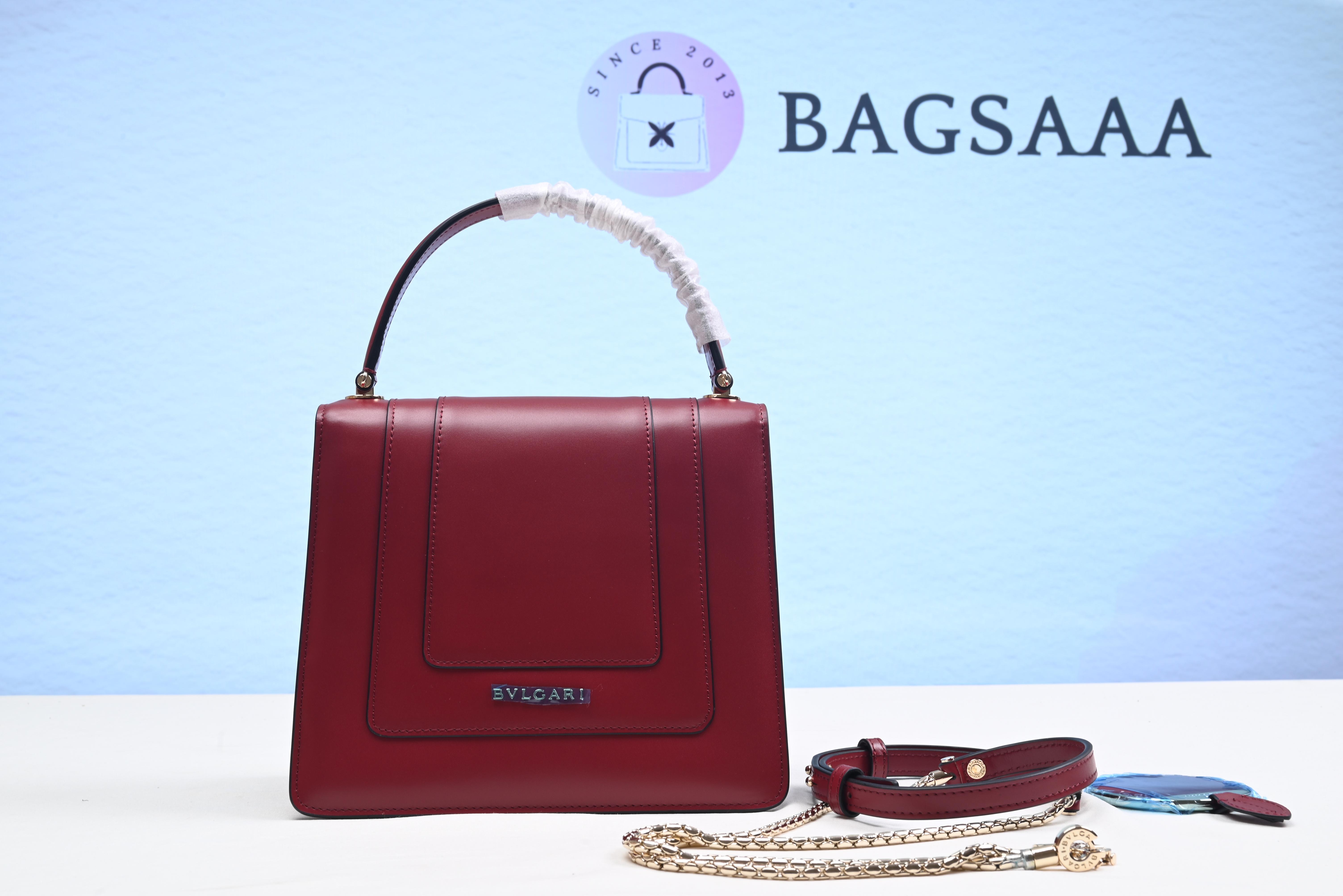 Bagsaaa Bv1g*ai Serpenti Forever Leather Crossbody Red Bag 18cm