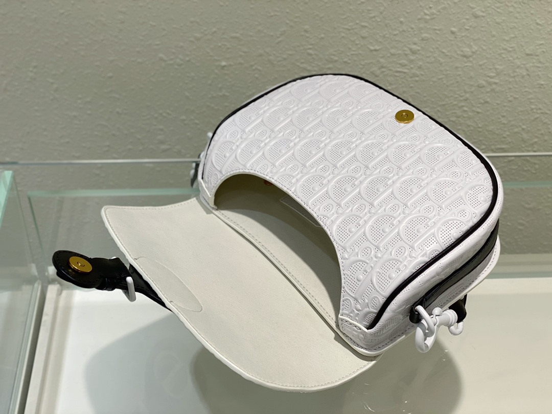 Bagsaaa D10r Perforated Oblique Medium Bobby Bag White
