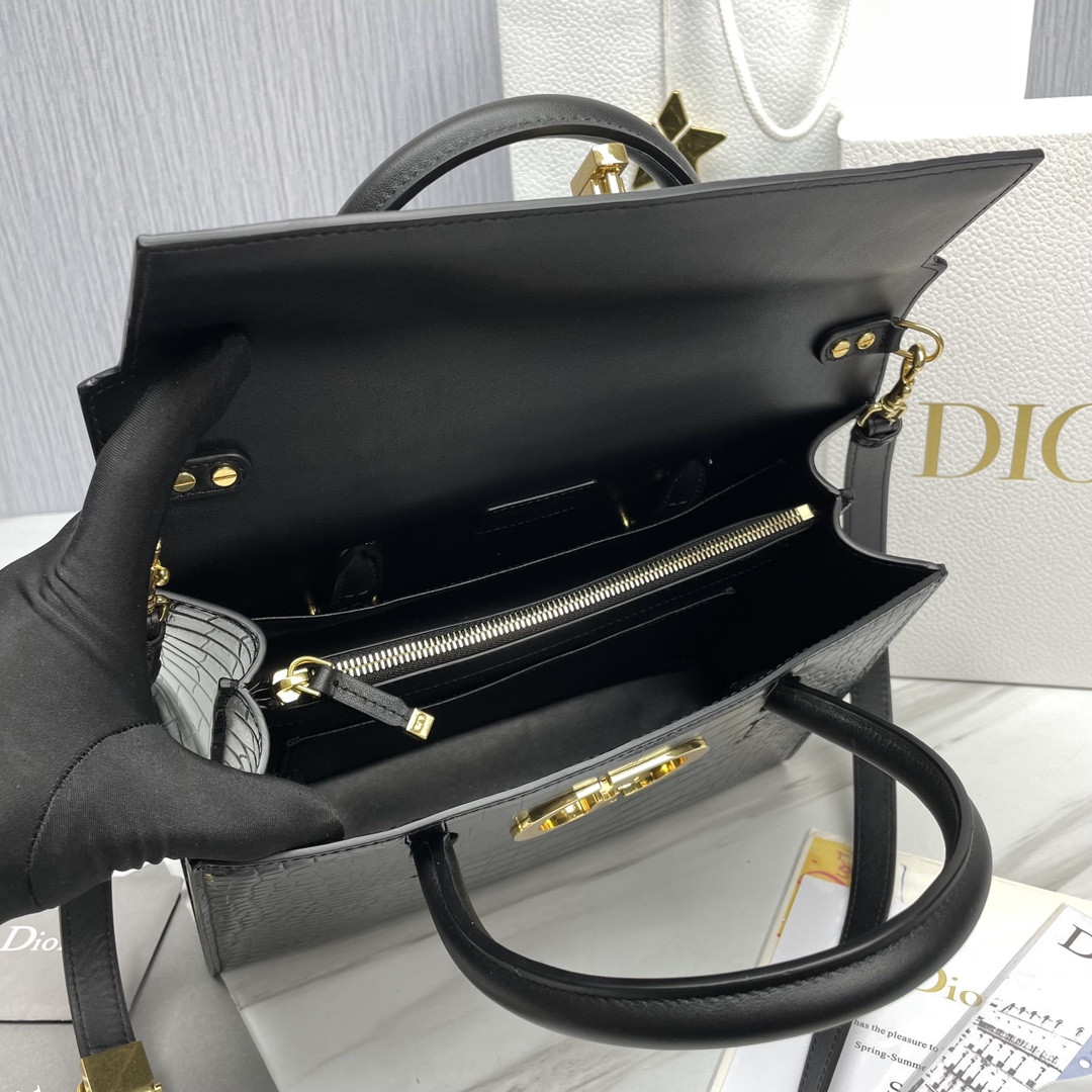 Bagsaaa D10r St Honore Black Crocodile 30x22.5x16