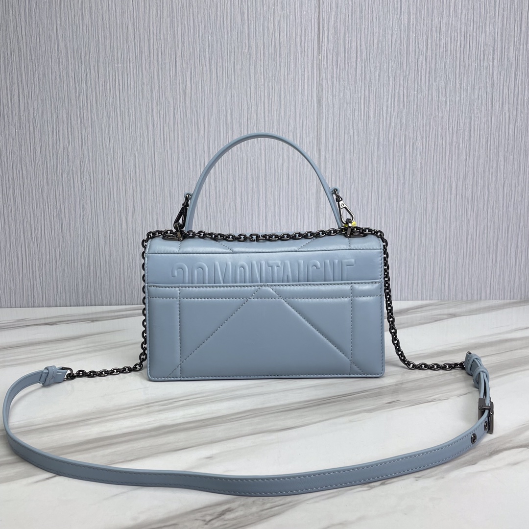 Bagsaaa D10r 30 Montaigne Chain Bag with Handle Maxicannage Blue Lambskin - 25x15x8cm