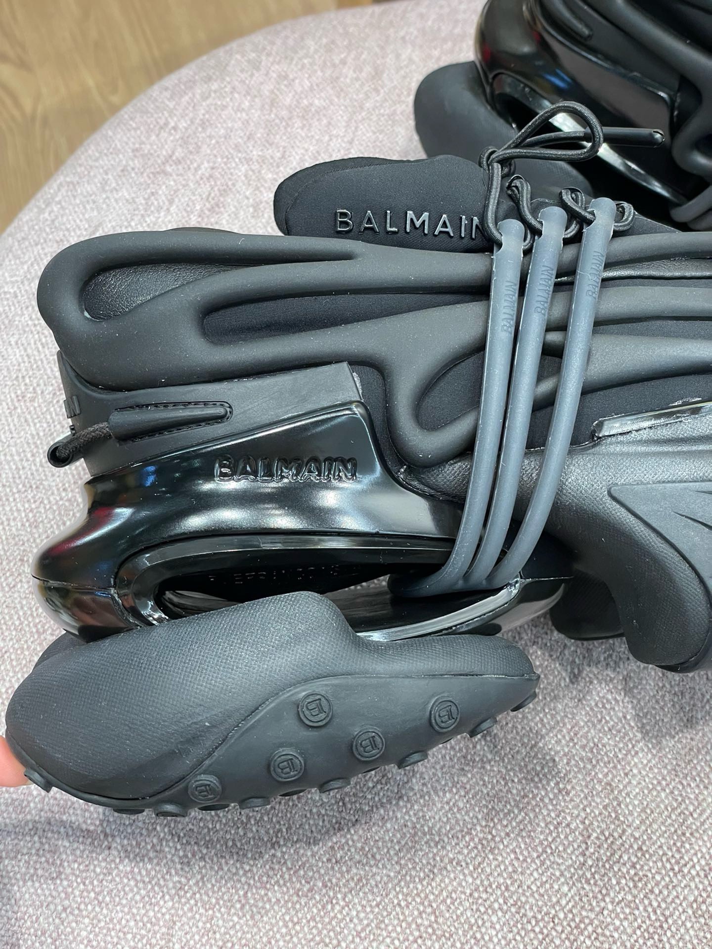 Balmain Black Unicorn Neoprene & Leather Sneakers