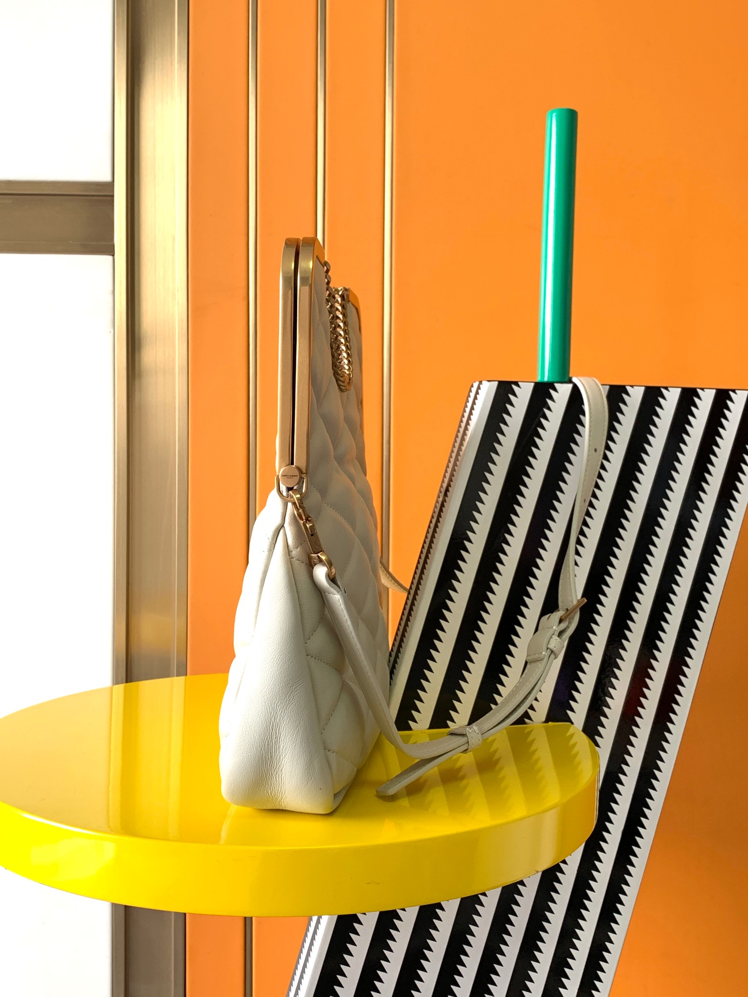 Bagsaaa YS 87 Quilted-leather Clutch Bag White - 26x26.5x5cm