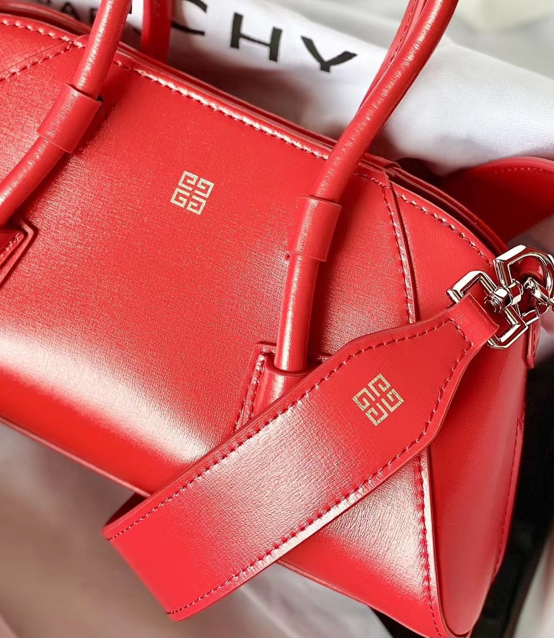 Bagsaaa Givenchy Antigona Strectch Red Bag - 22*12*8cm