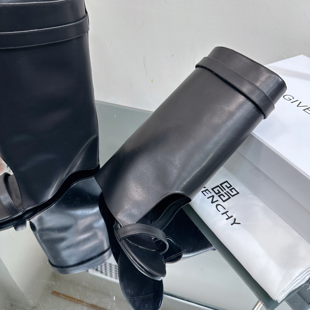Bagsaaa Givenchy Shark Lock Embellished Satin Sandals In Leather