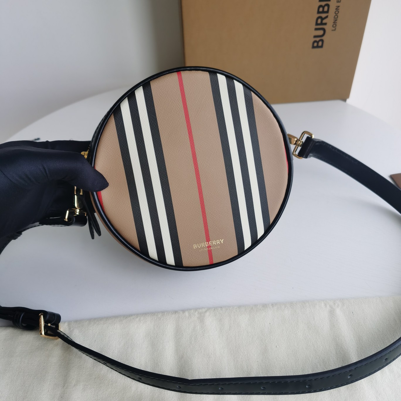 Bagsaaa Bv*b*rry Cotton Canvas Round Crossbody Bag - 17 x 7 x 17cm